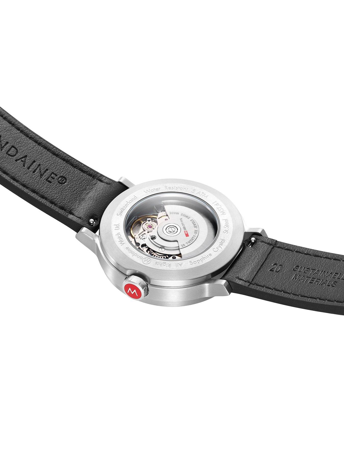 Image 3 of 6 of Mondaine Original Automatic 41mm White Dial Black Grape Leather