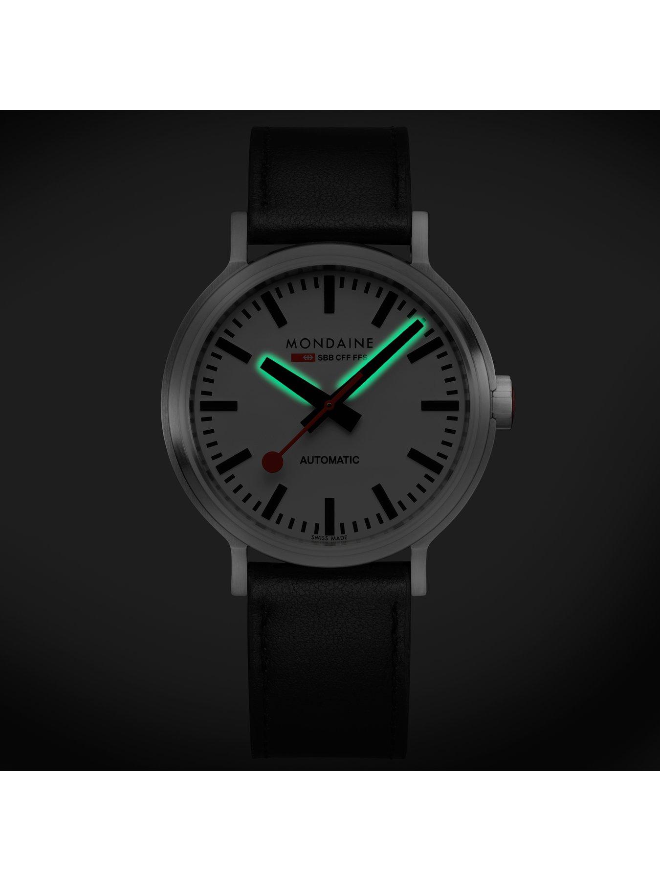 Image 4 of 6 of Mondaine Original Automatic 41mm White Dial Black Grape Leather