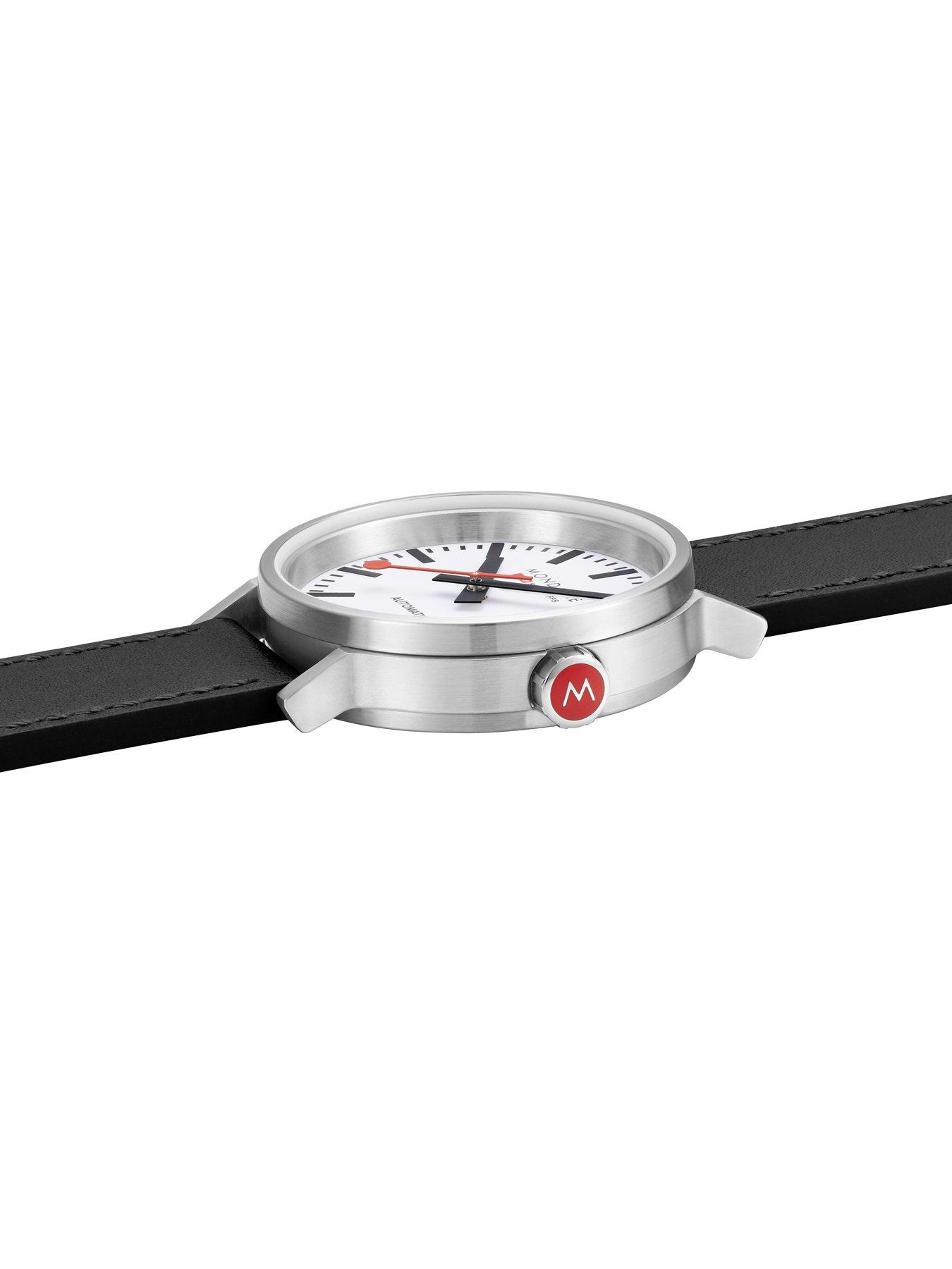 Image 6 of 6 of Mondaine Original Automatic 41mm White Dial Black Grape Leather