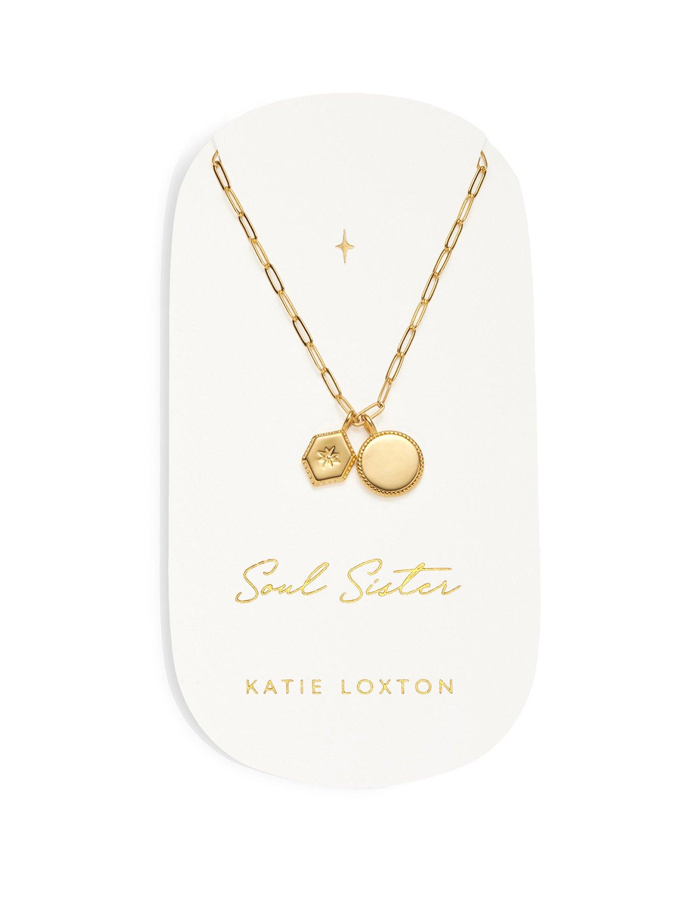 Product photograph of Katie Loxton Soul Sister Waterproof Gold Charm Necklace from very.co.uk