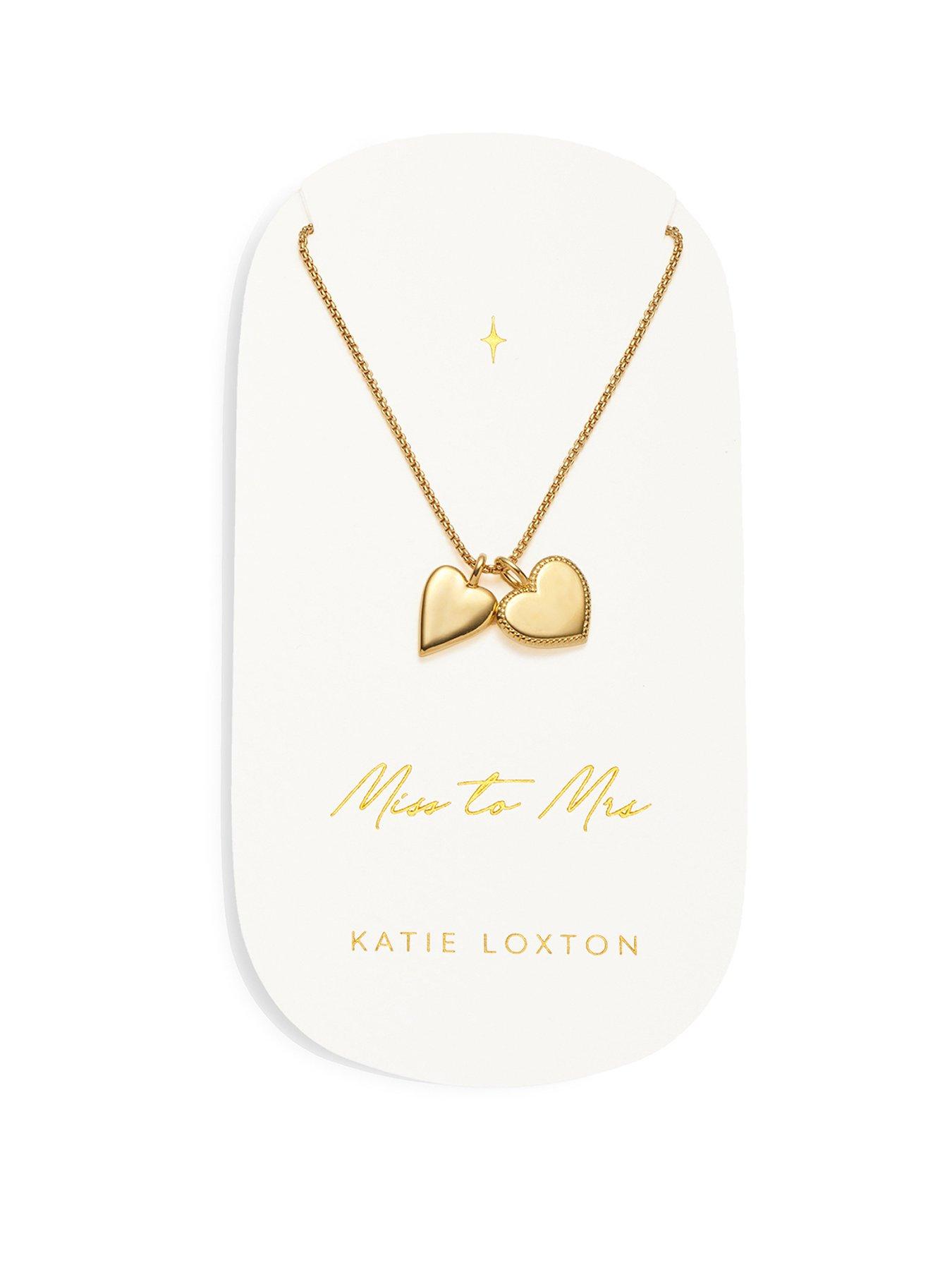 Product photograph of Katie Loxton Bridal Charm Necklace Miss To Mrs Gold Plated Necklace 18cm 3cm Extender from very.co.uk