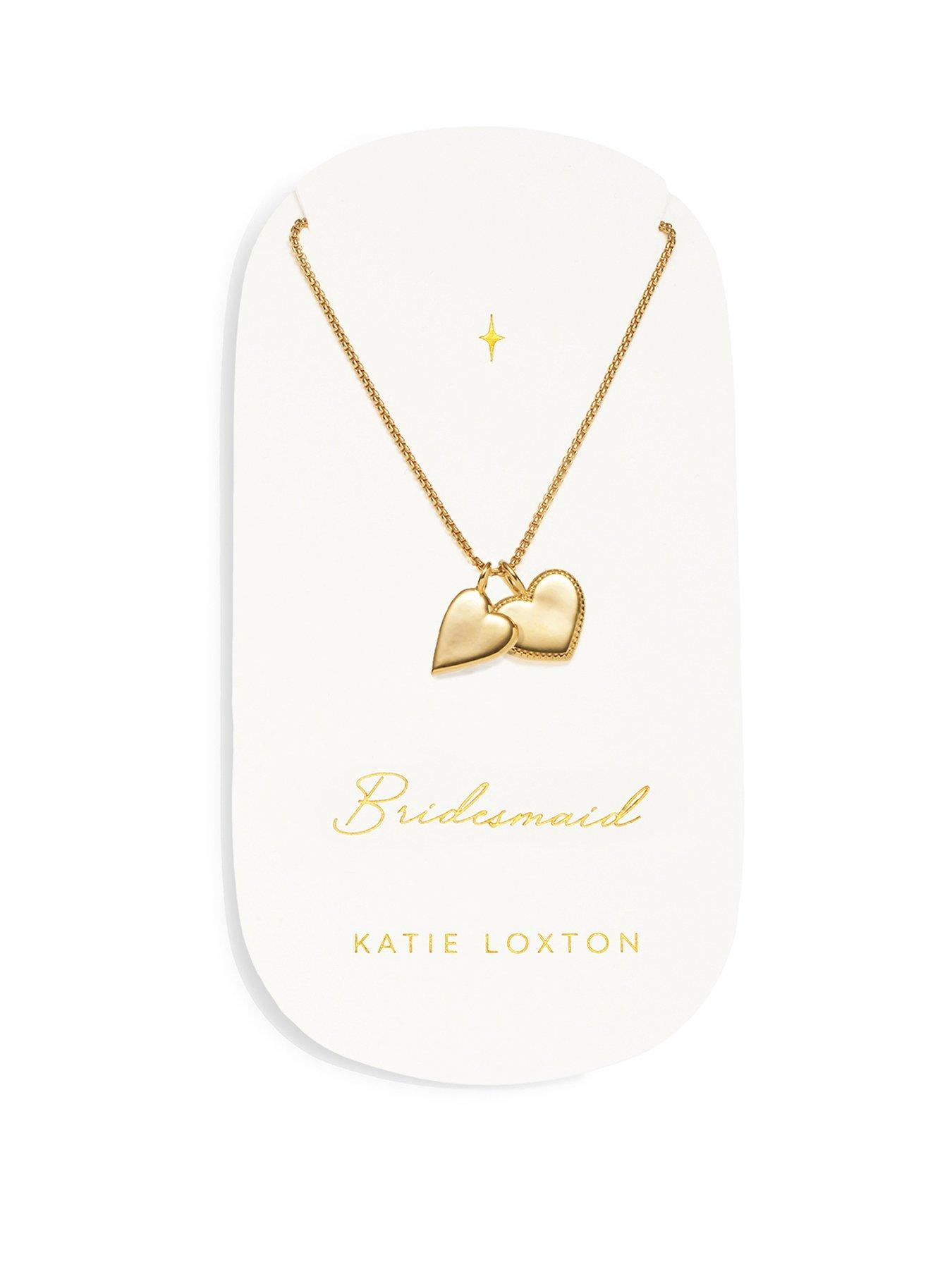 Product photograph of Katie Loxton Bridal Charm Necklace Bridesmaid Gold Plated Necklace 18cm 3cm Extender from very.co.uk