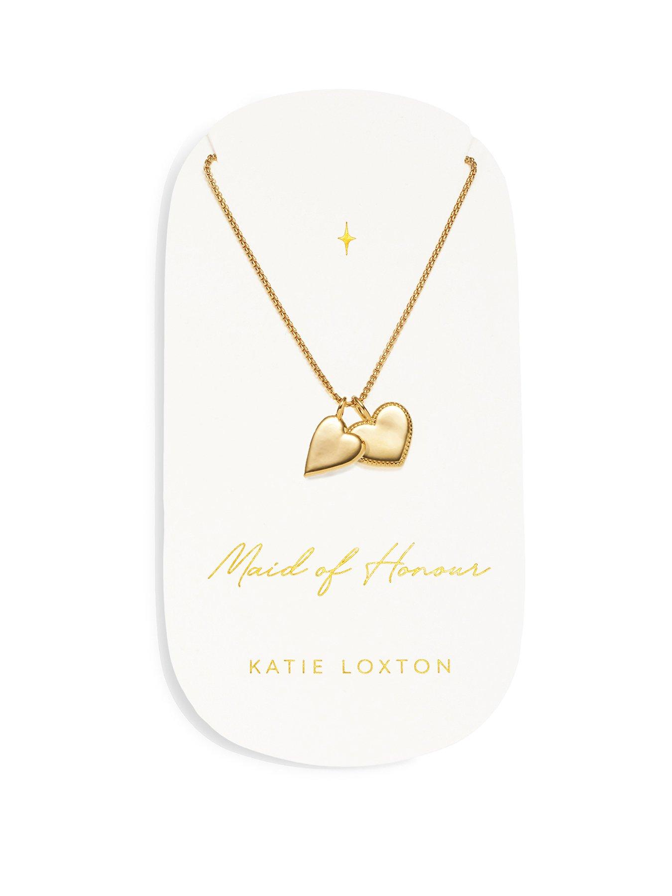 Product photograph of Katie Loxton Bridal Charm Necklace Maid Of Honour Gold Plated Necklace 18cm 3cm Extender from very.co.uk