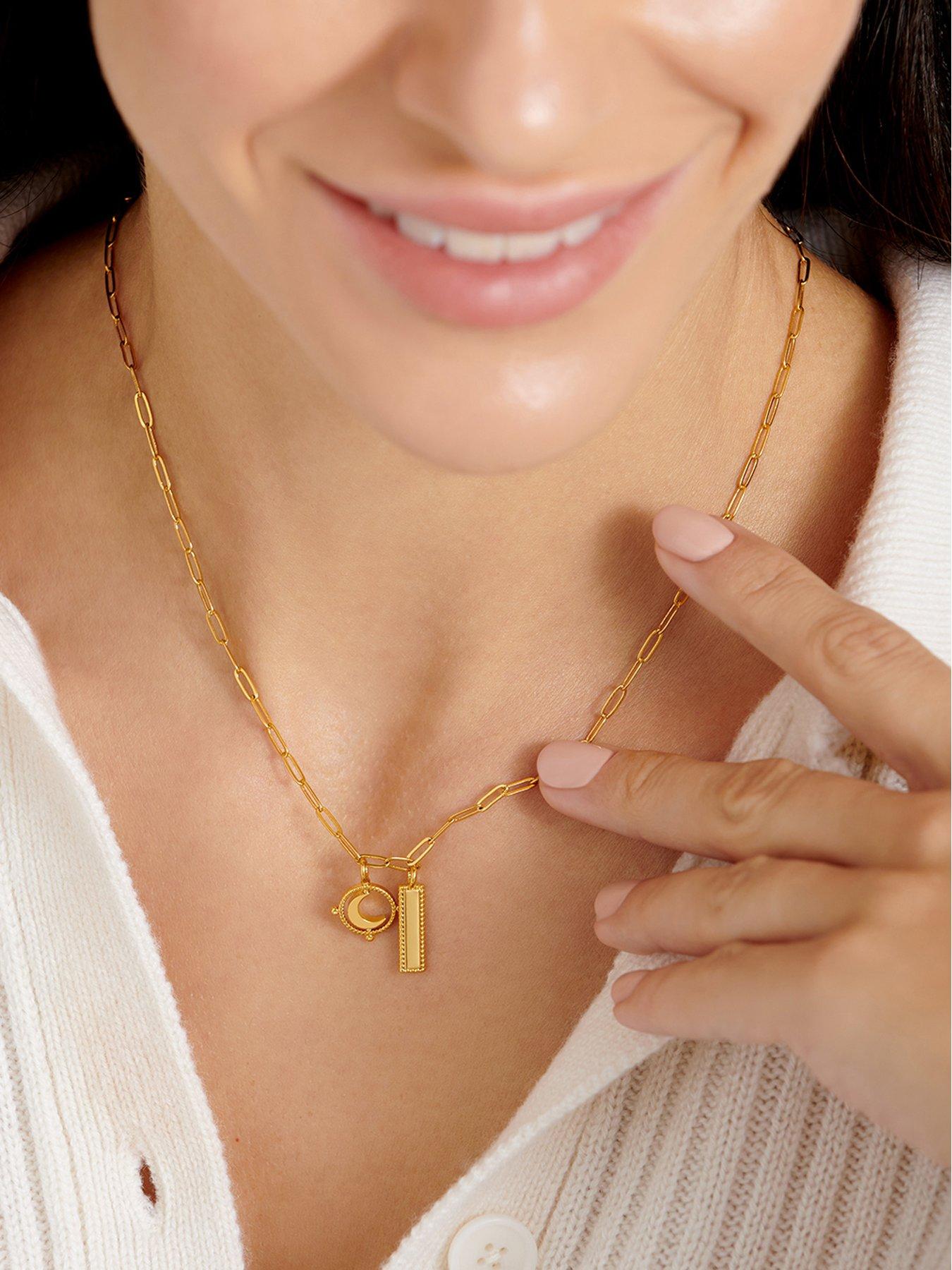 Image 2 of 5 of Katie Loxton To The Moon And Back Waterproof Gold Charm Necklace