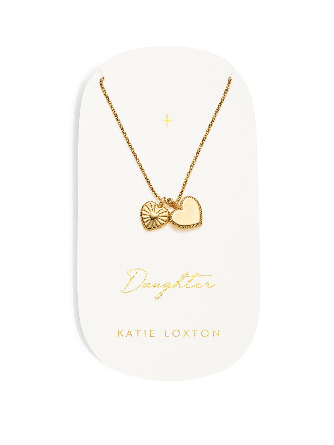 Product photograph of Katie Loxton Carded Charm Necklace Daughter Gold Plated Necklace 18cm 3cm Extender from very.co.uk