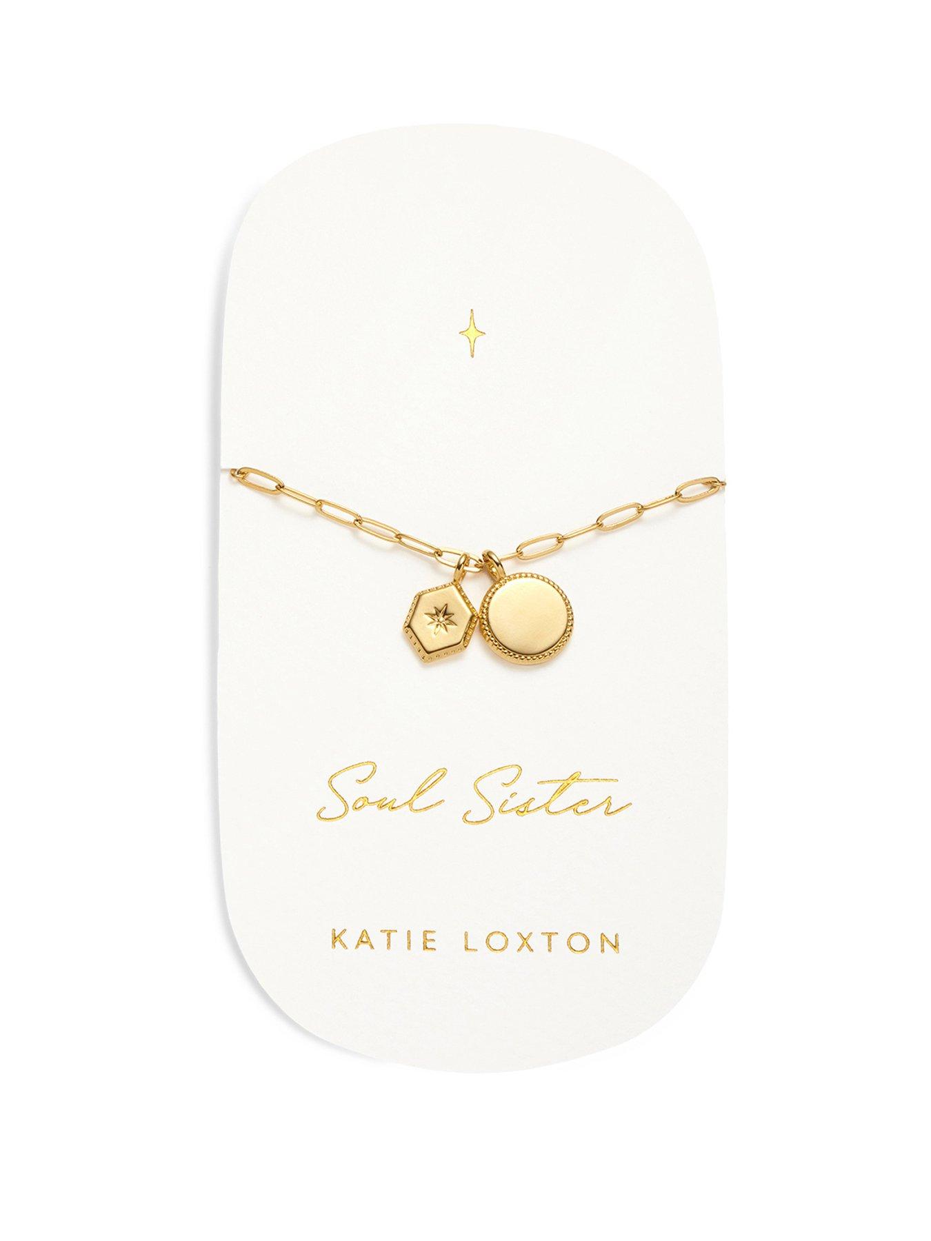 Product photograph of Katie Loxton Carded Charm Bracelet Soul Sister Gold Plated Bracelet 18cm 3cm Extender from very.co.uk