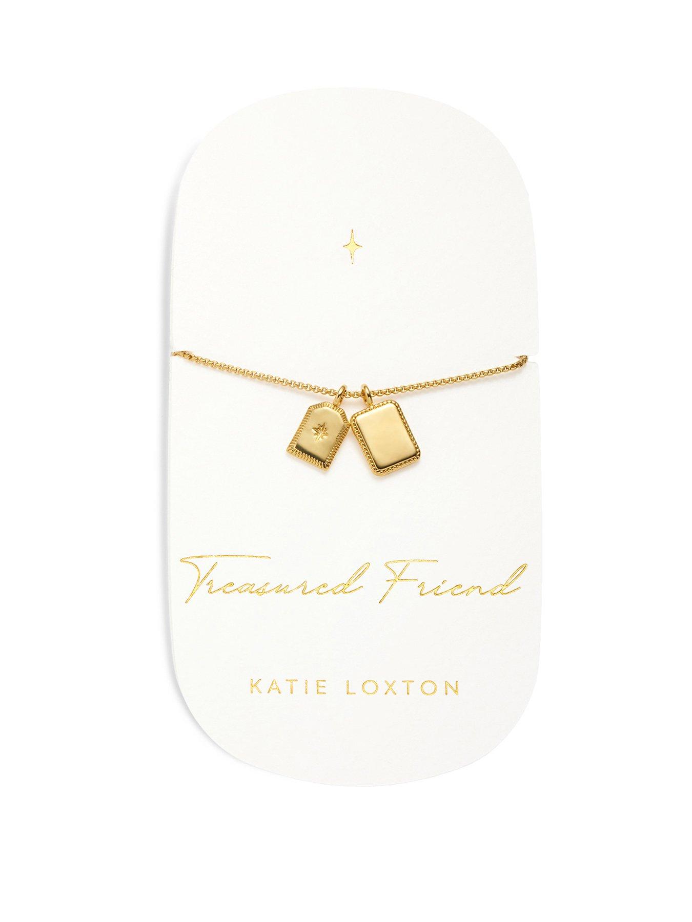 Product photograph of Katie Loxton Treasured Friend Waterproof Gold Charm Bracelet from very.co.uk