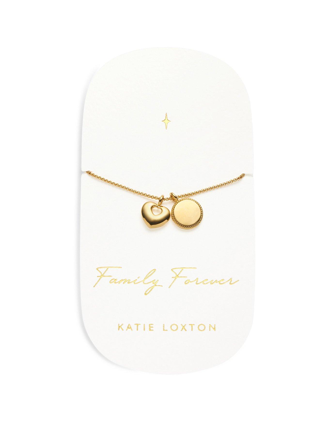 Product photograph of Katie Loxton Carded Charm Bracelet Family Forever Gold Plated Bracelet 18cm 3cm Extender from very.co.uk