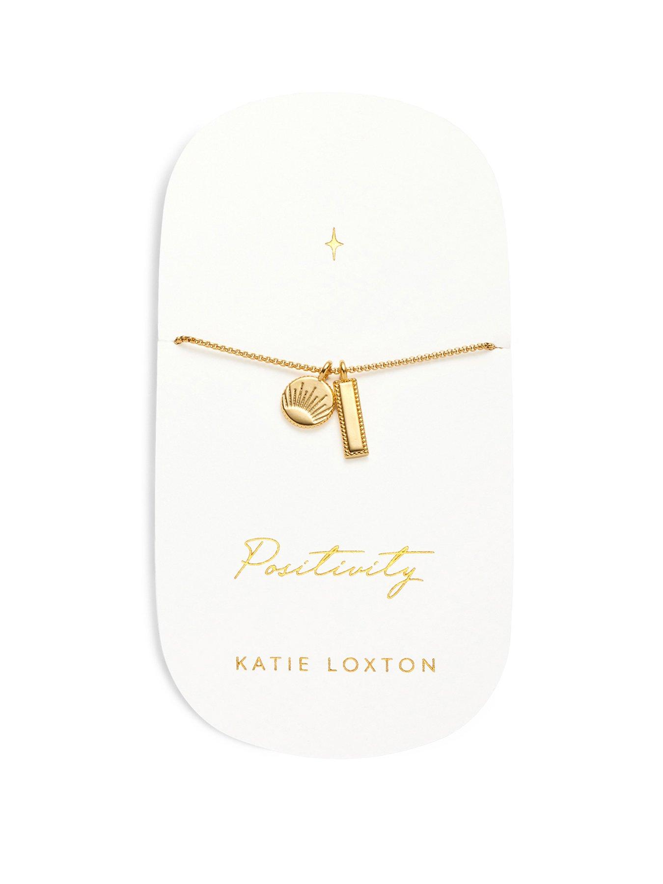 Product photograph of Katie Loxton Positivity Waterproof Gold Charm Bracelet from very.co.uk