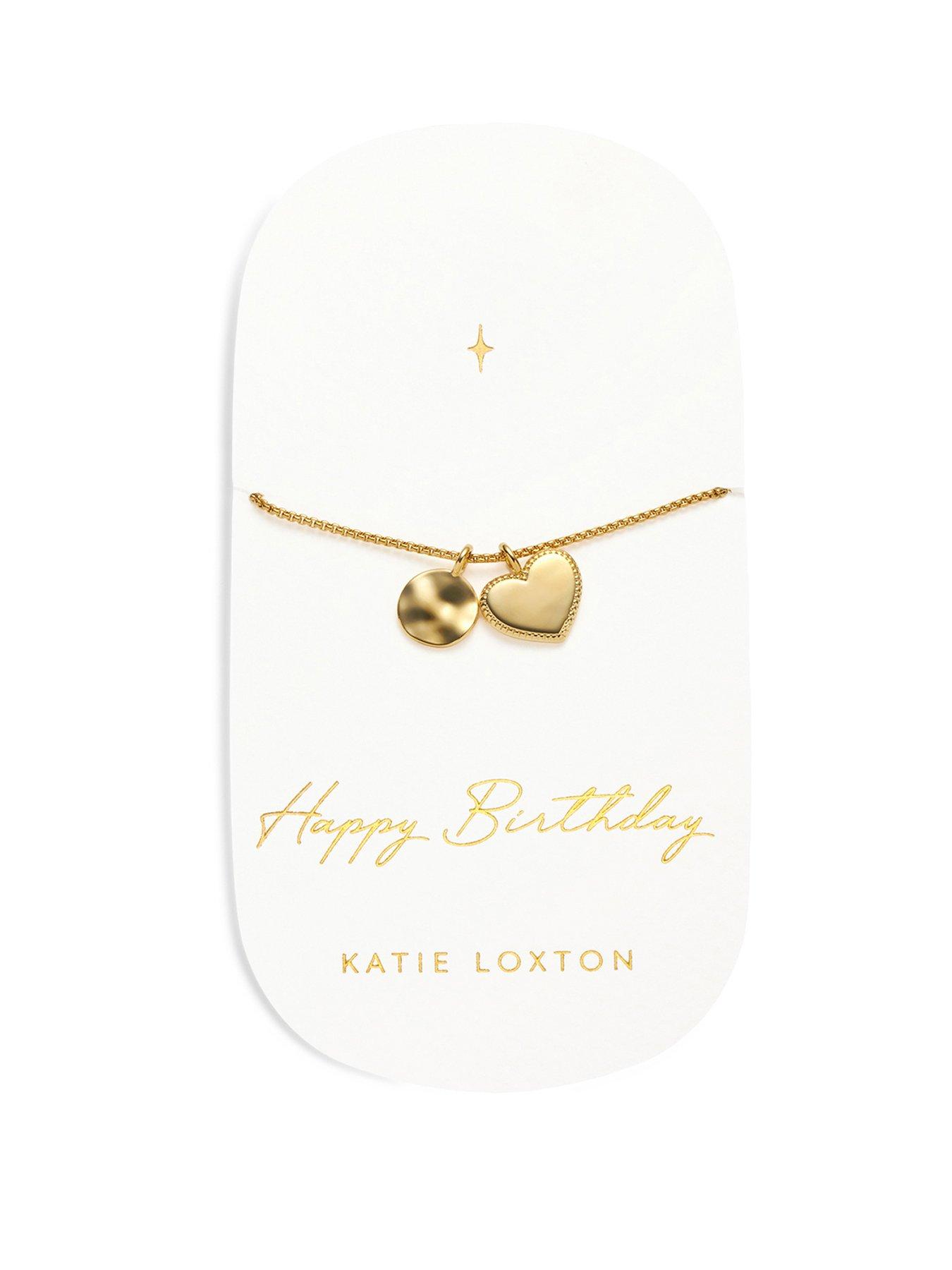 Product photograph of Katie Loxton Happy Birthday Waterproof Gold Charm Bracelet from very.co.uk