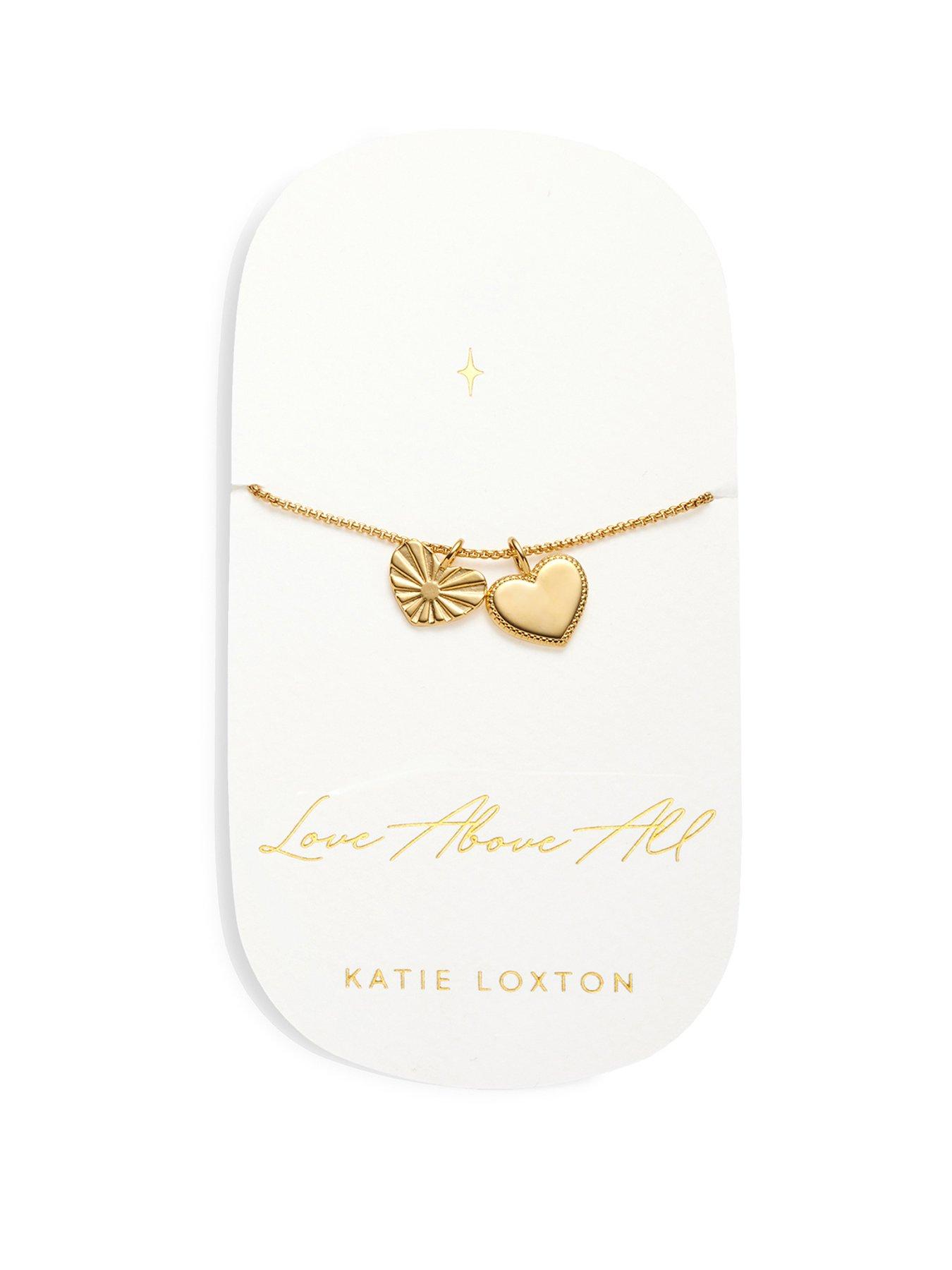 Product photograph of Katie Loxton Love Above All Waterproof Gold Charm Bracelet from very.co.uk