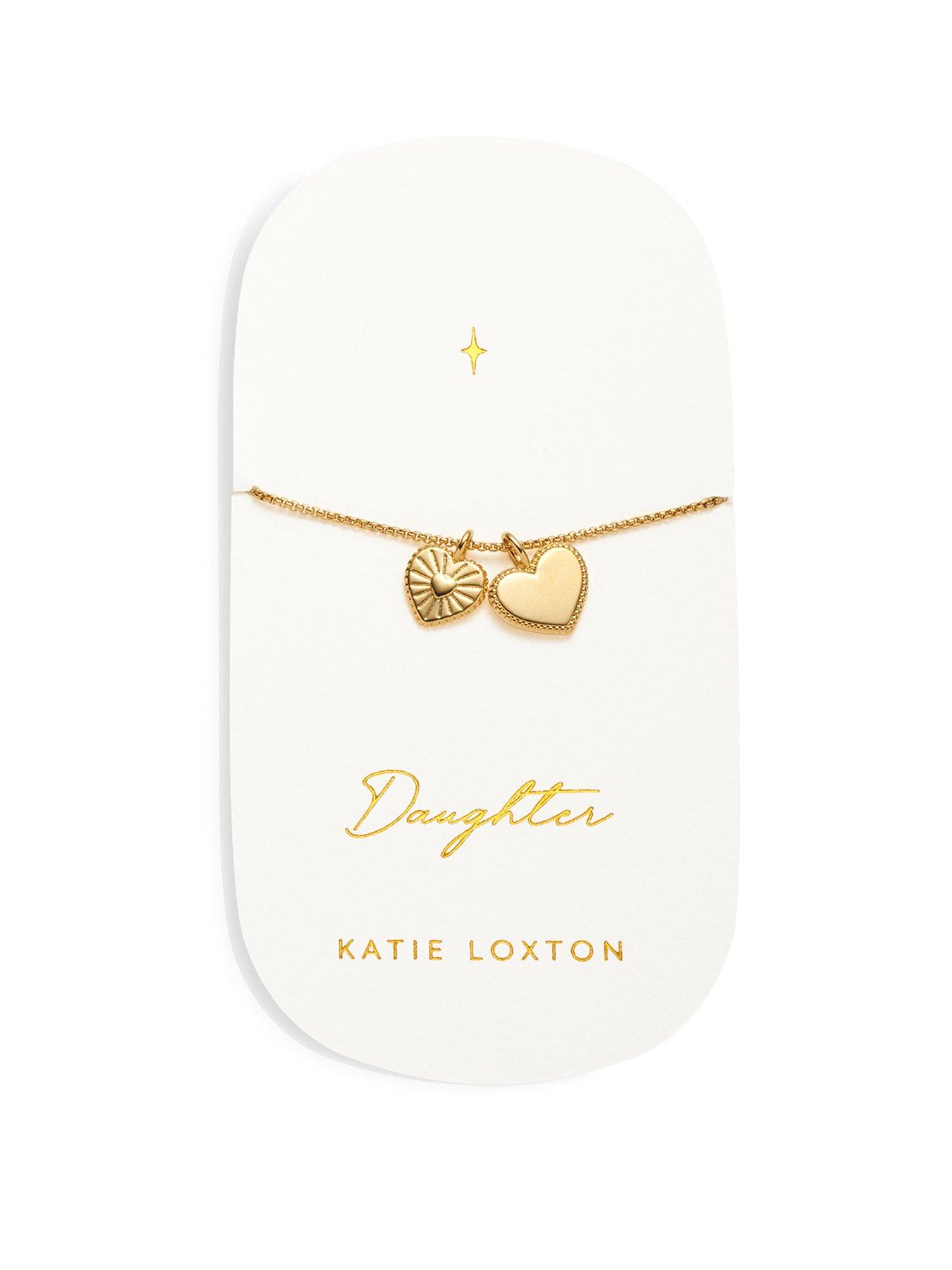 Product photograph of Katie Loxton Carded Charm Bracelet Daughter Gold Plated Bracelet 18cm 3cm Extender from very.co.uk