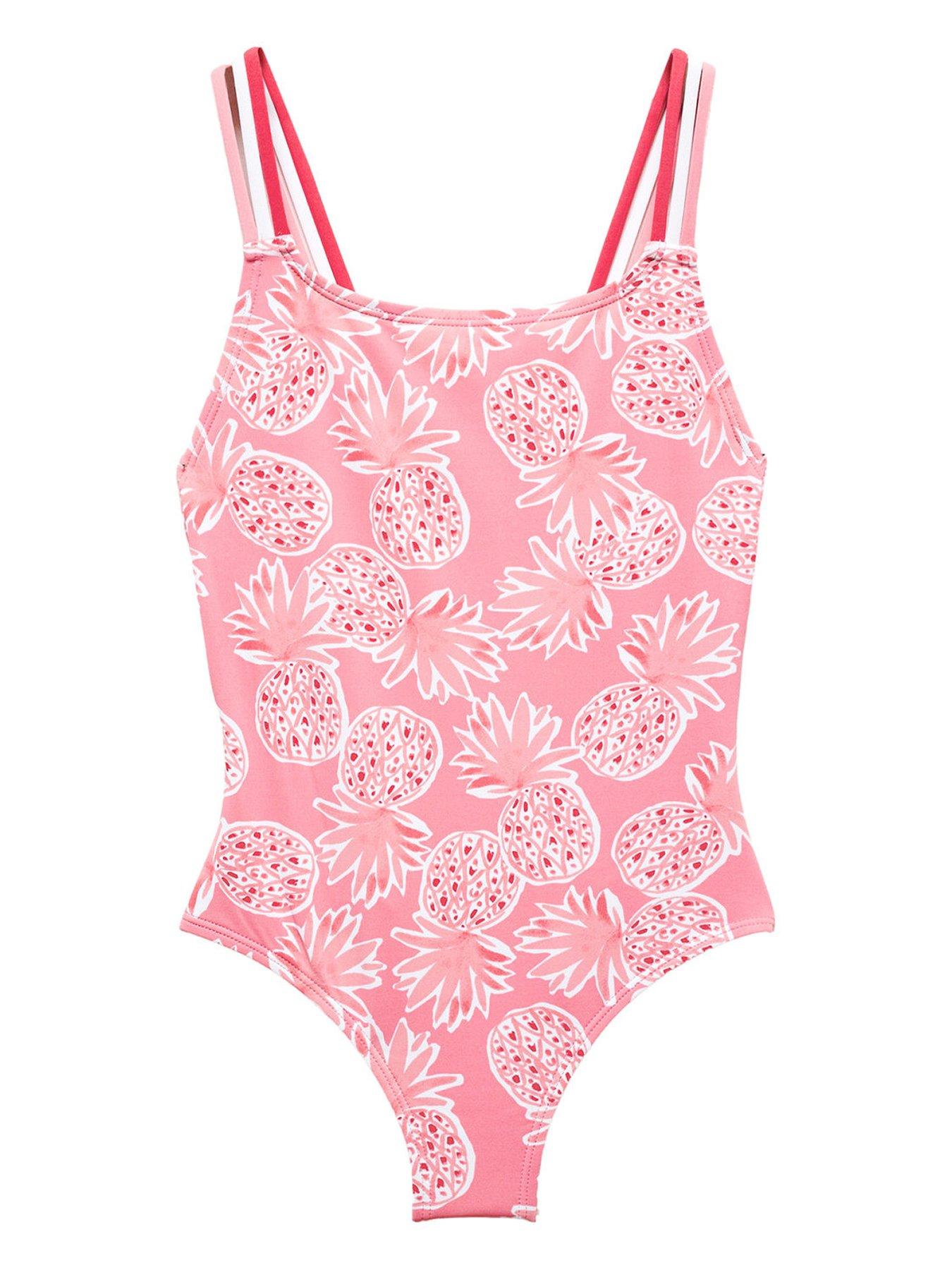 Mango Girls Pineapple Swimsuit Pink Very