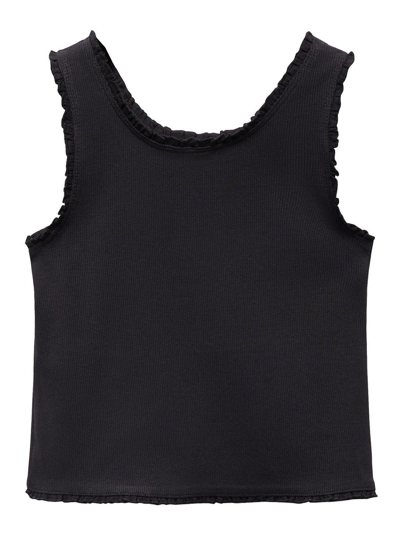 Girls Frill Detail Vest Top Black