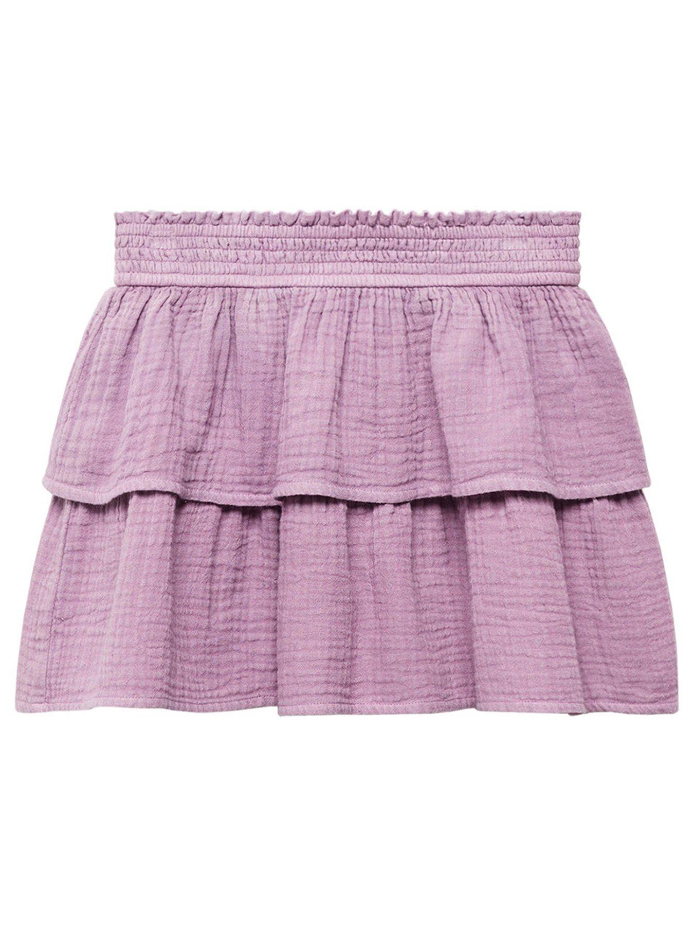 Mango Girls Cheesecloth Tiered Skirt - Purple | Very.co.uk 