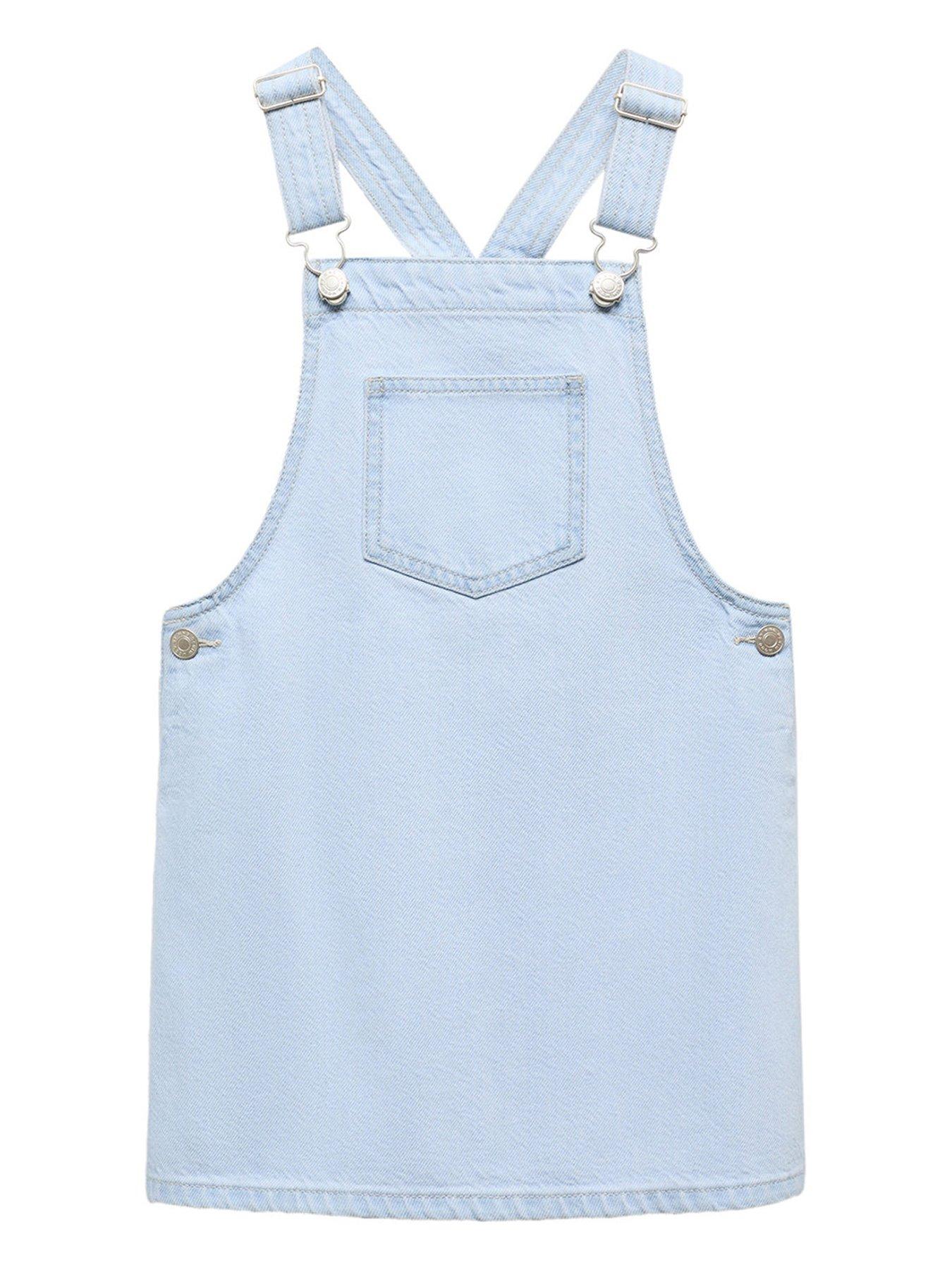 Mango Girls Denim Dungaree Dress Light Blue Very