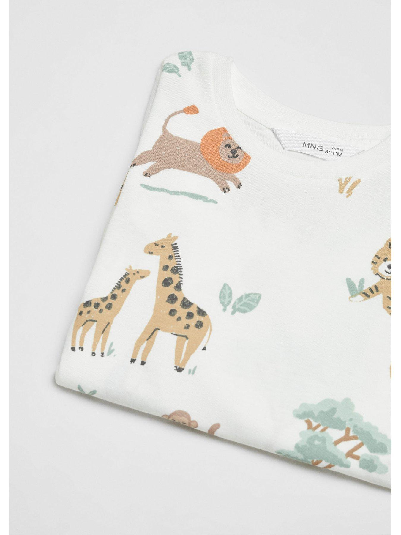 Mango Younger Boys Zoo Animals Short Sleeve Tshirt - Light Cream | Very ...