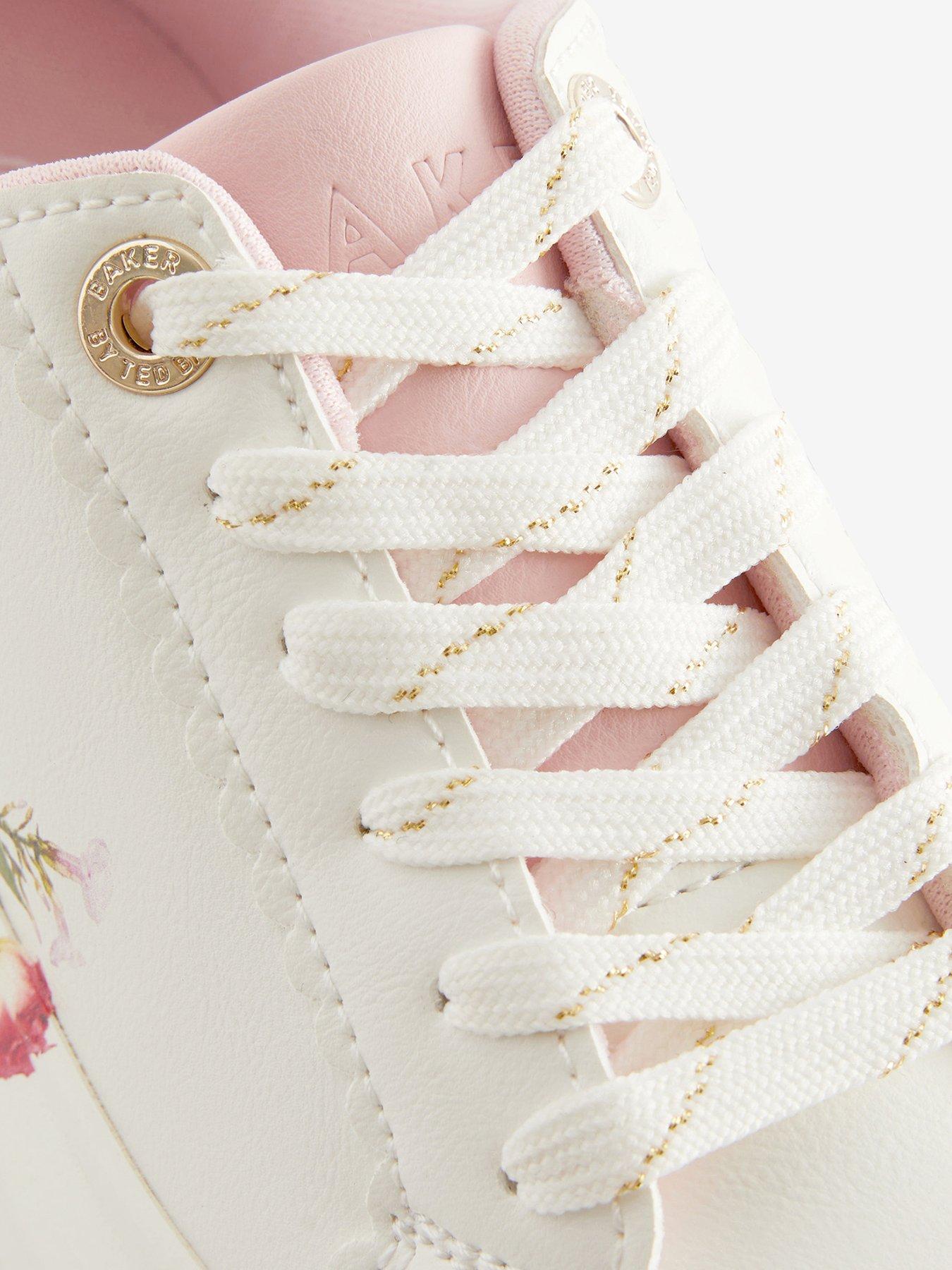 Older Girls Floral Chunky Trainer White