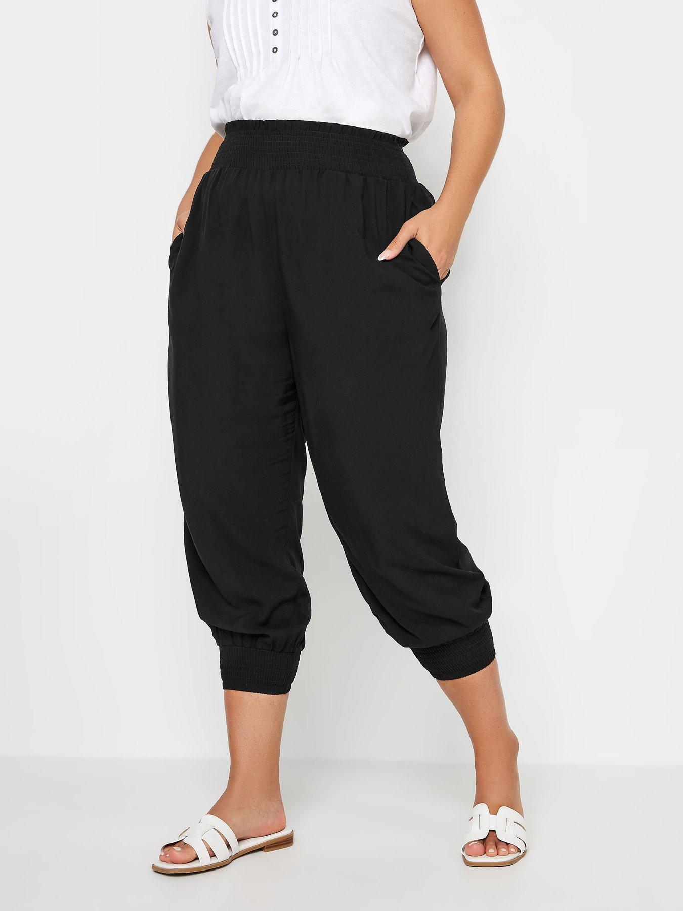 undefined Curve Shirred Harem Plain Black