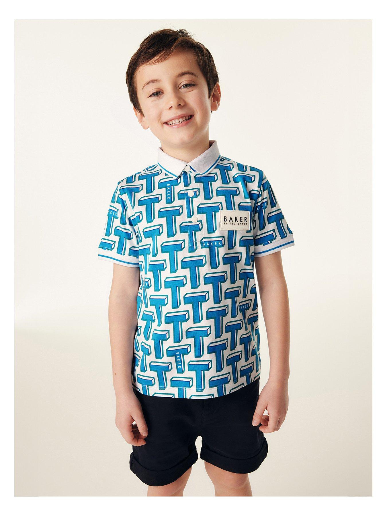 Ted Baker Boys Blue T All Over Print Polo Shirt | Very.co.uk