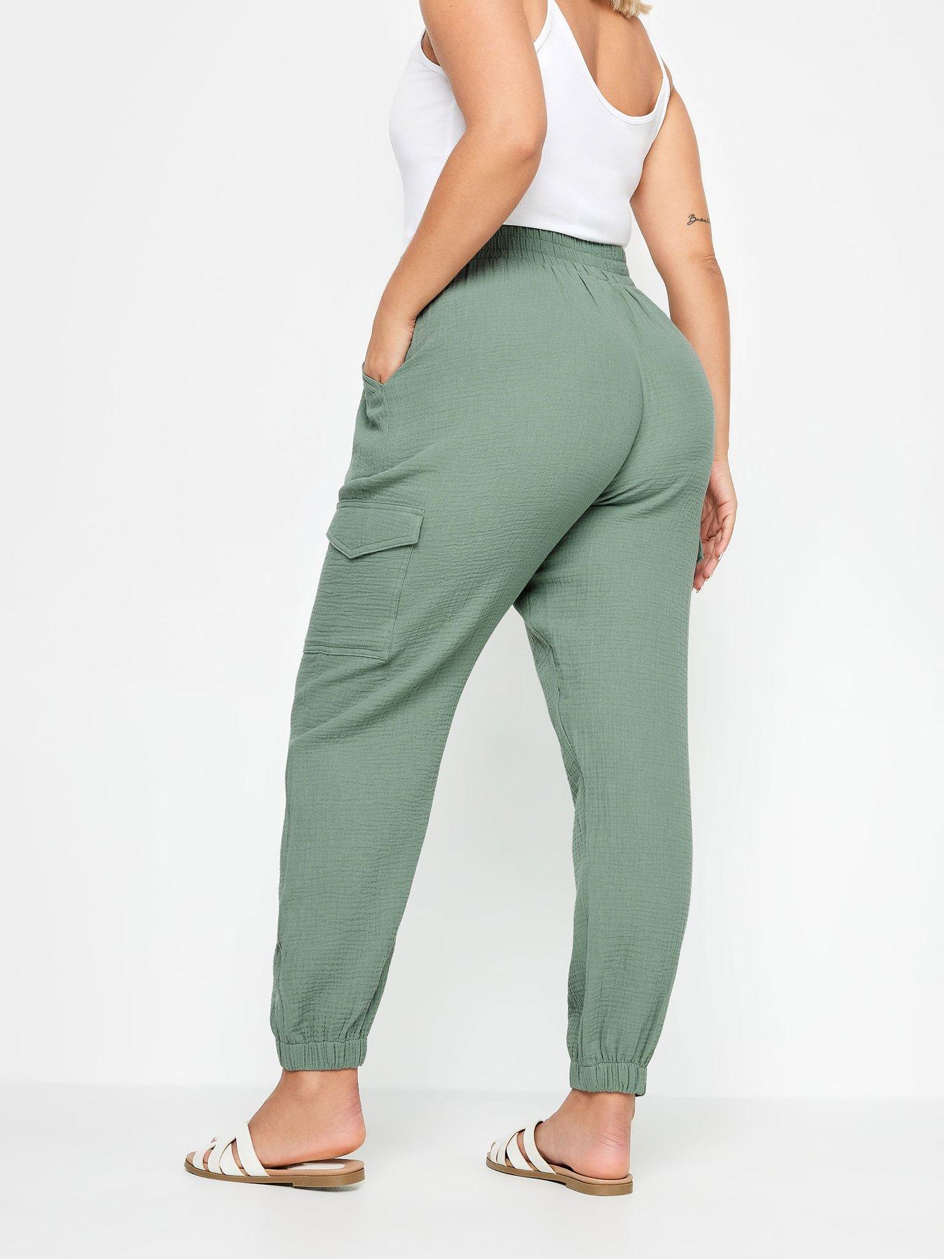 Image 2 of 4 of Yours Curve Cheesecloth Cuffed Jogger Sage