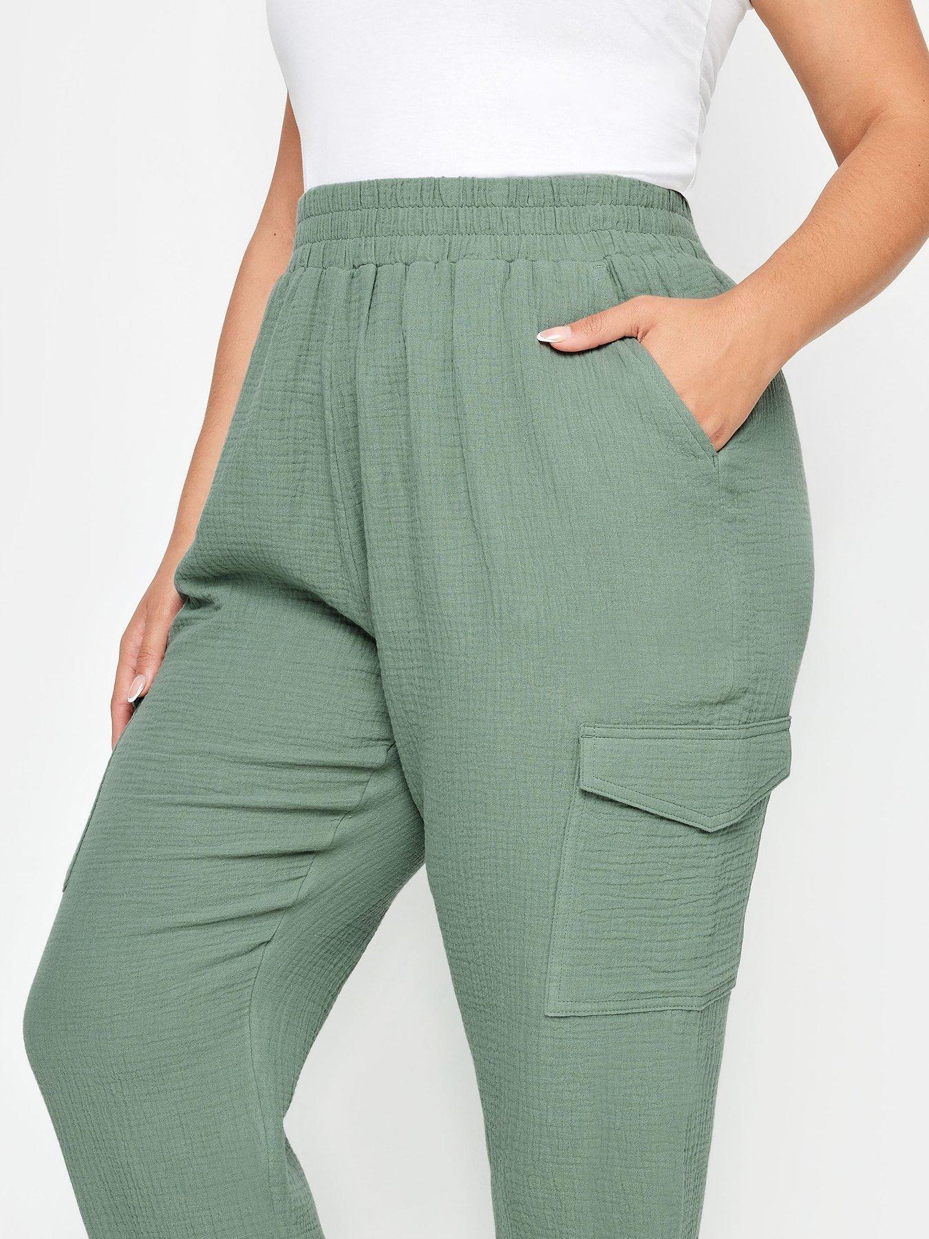 Image 4 of 4 of Yours Curve Cheesecloth Cuffed Jogger Sage
