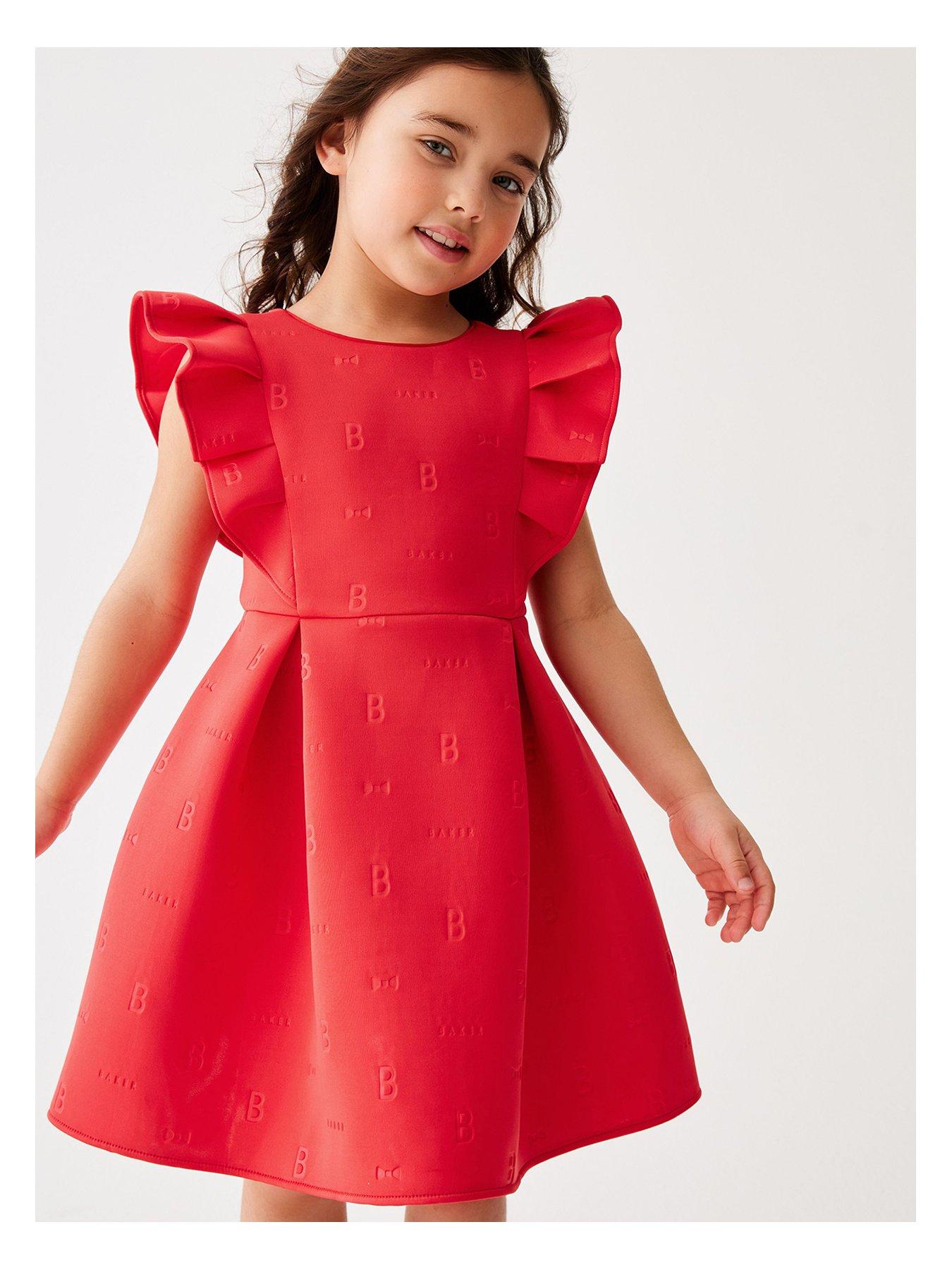 Ted Baker Girls Red Frill Scuba Dress Very