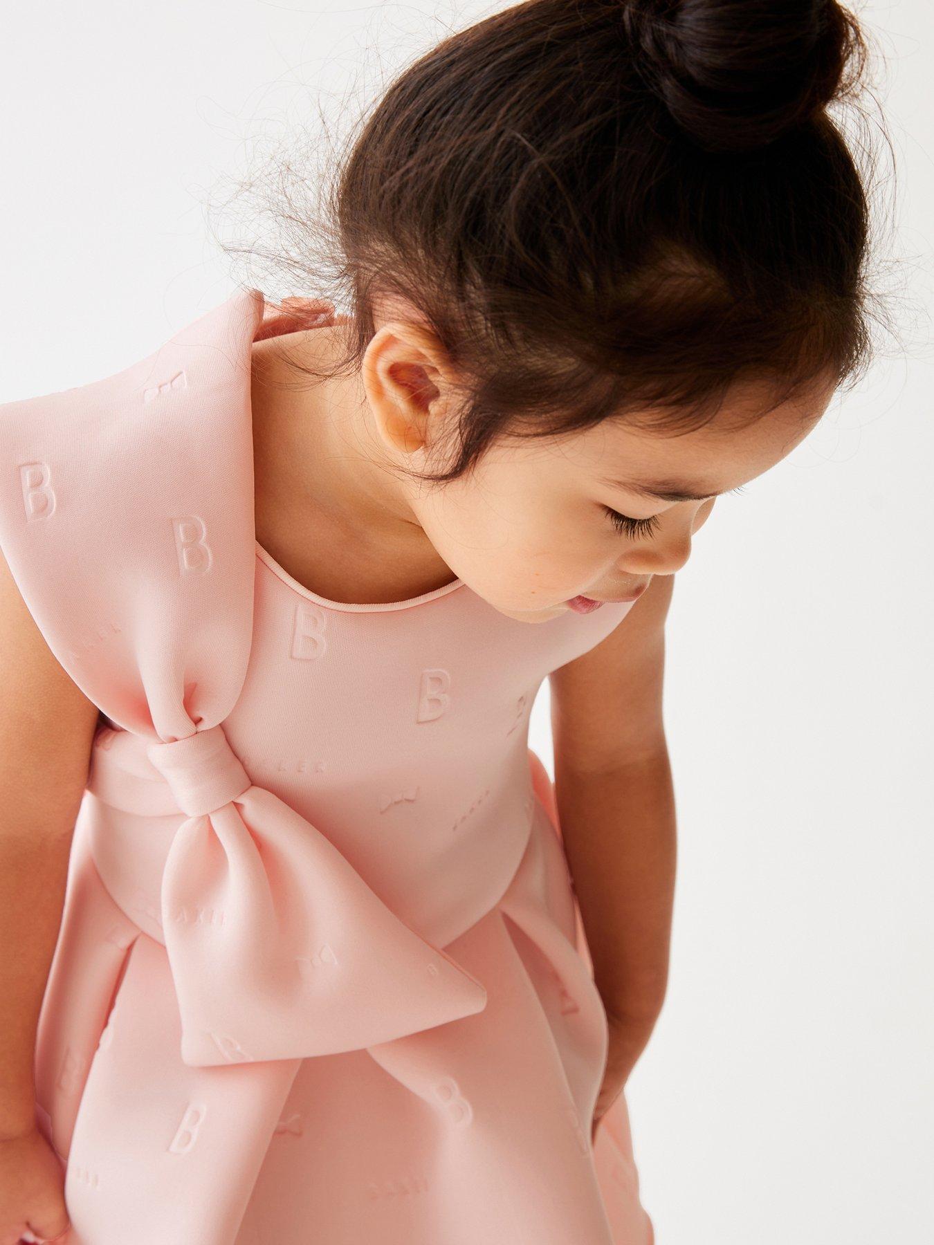 Ted Baker Younger Girls Shoulder Bow Scuba Dress Pink Very