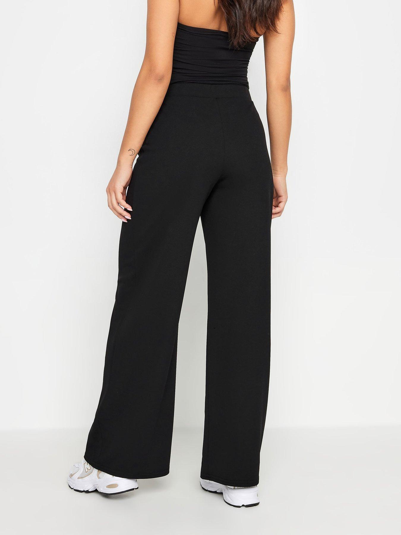 Image 2 of 4 of PixieGirl Petite Front Two Stripe Wide Leg Trousers - Black