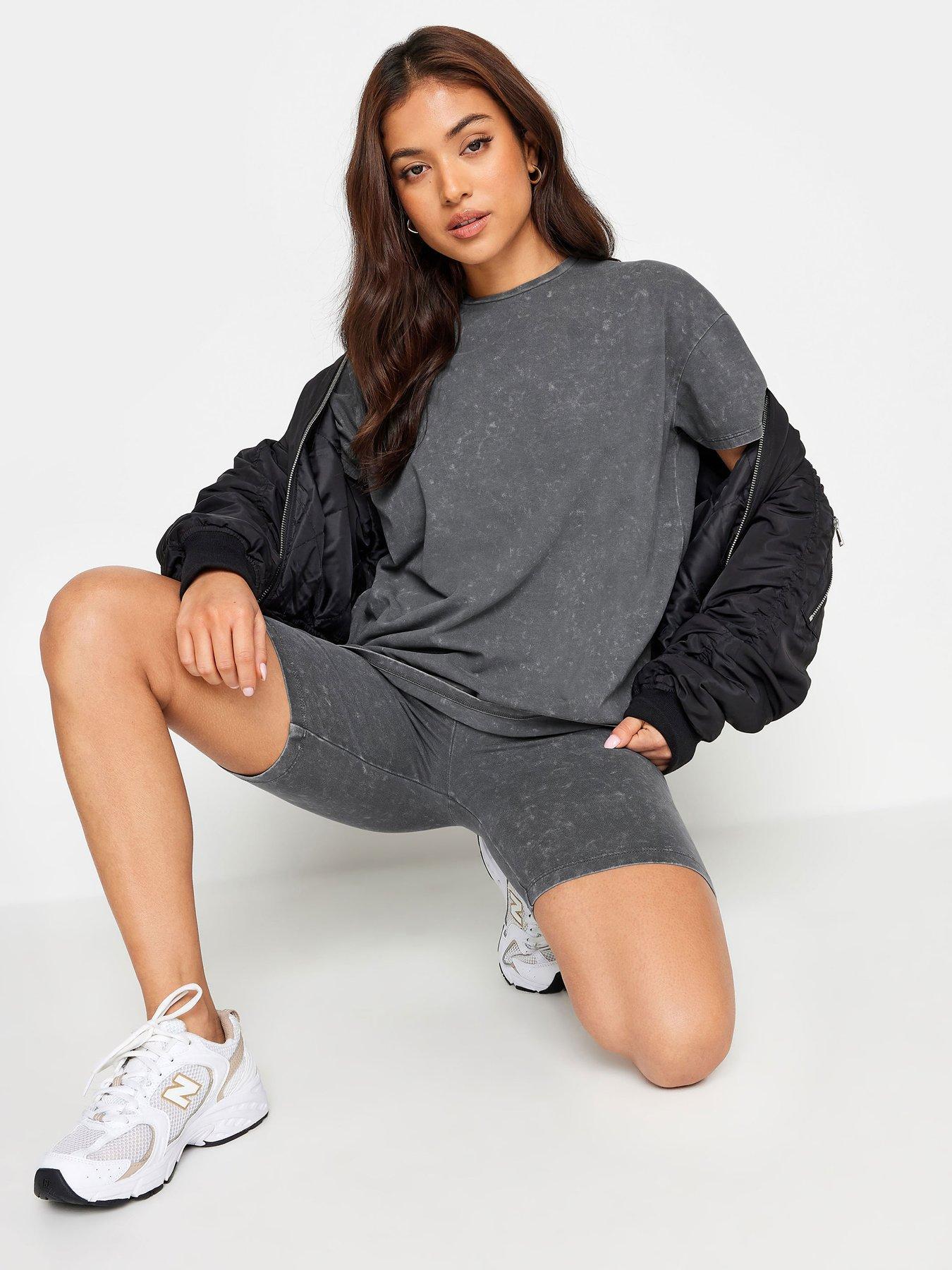 undefined Petite Acid Wash T-Shirt Short Set