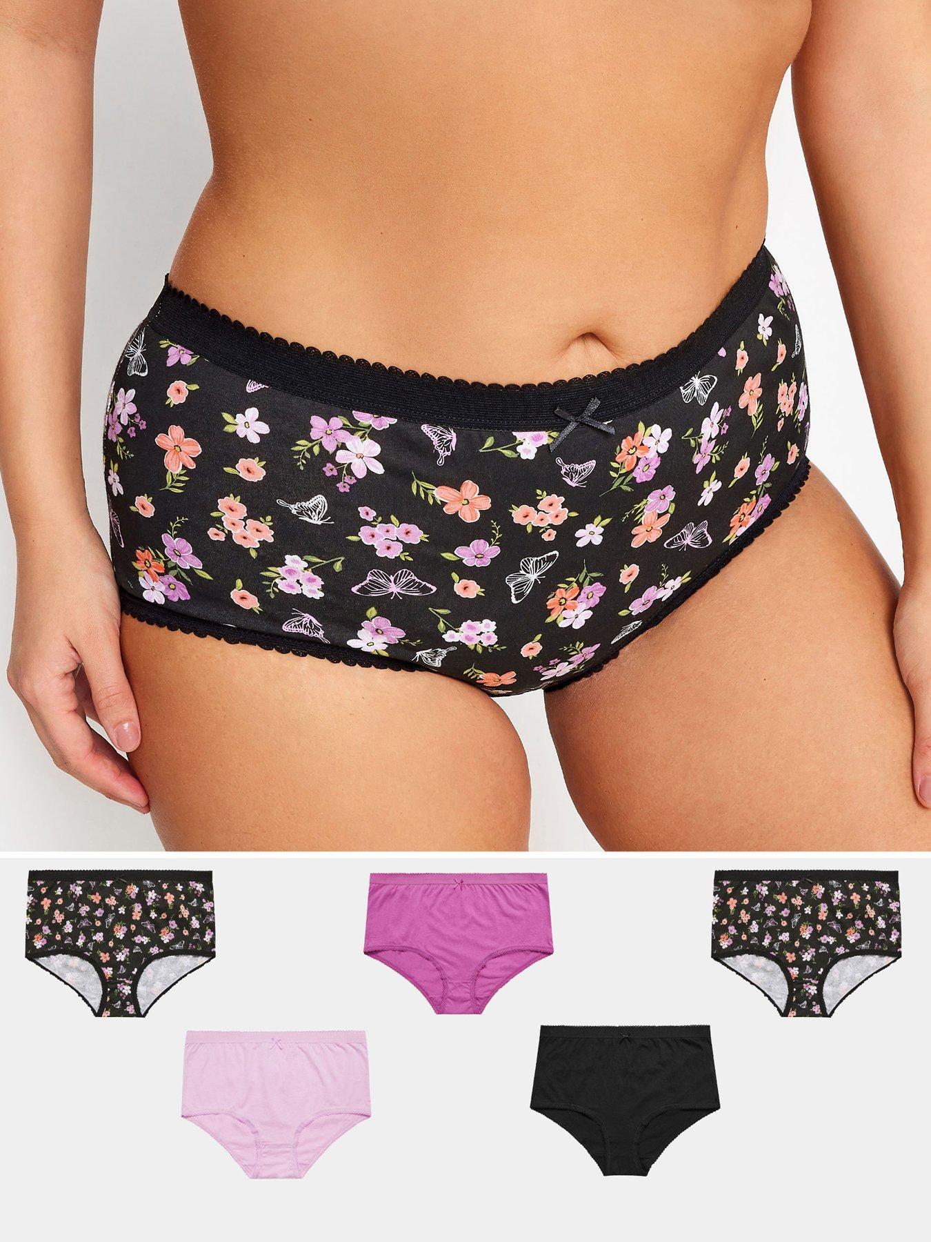  Low Rise All-Over White Floral Lace With Bow & Pink Trim Thong  - Knickers : Clothing, Shoes & Jewelry