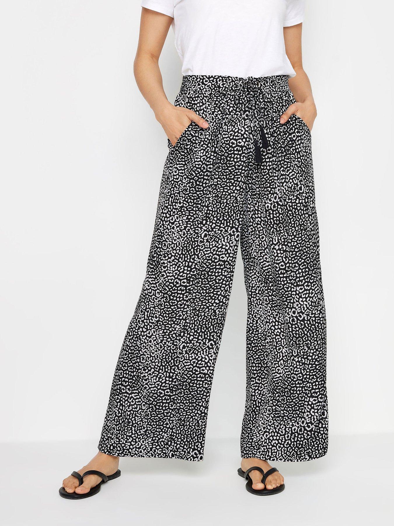 M&Co Black And White Animal Markings Wide Leg Trouser | Very.co.uk