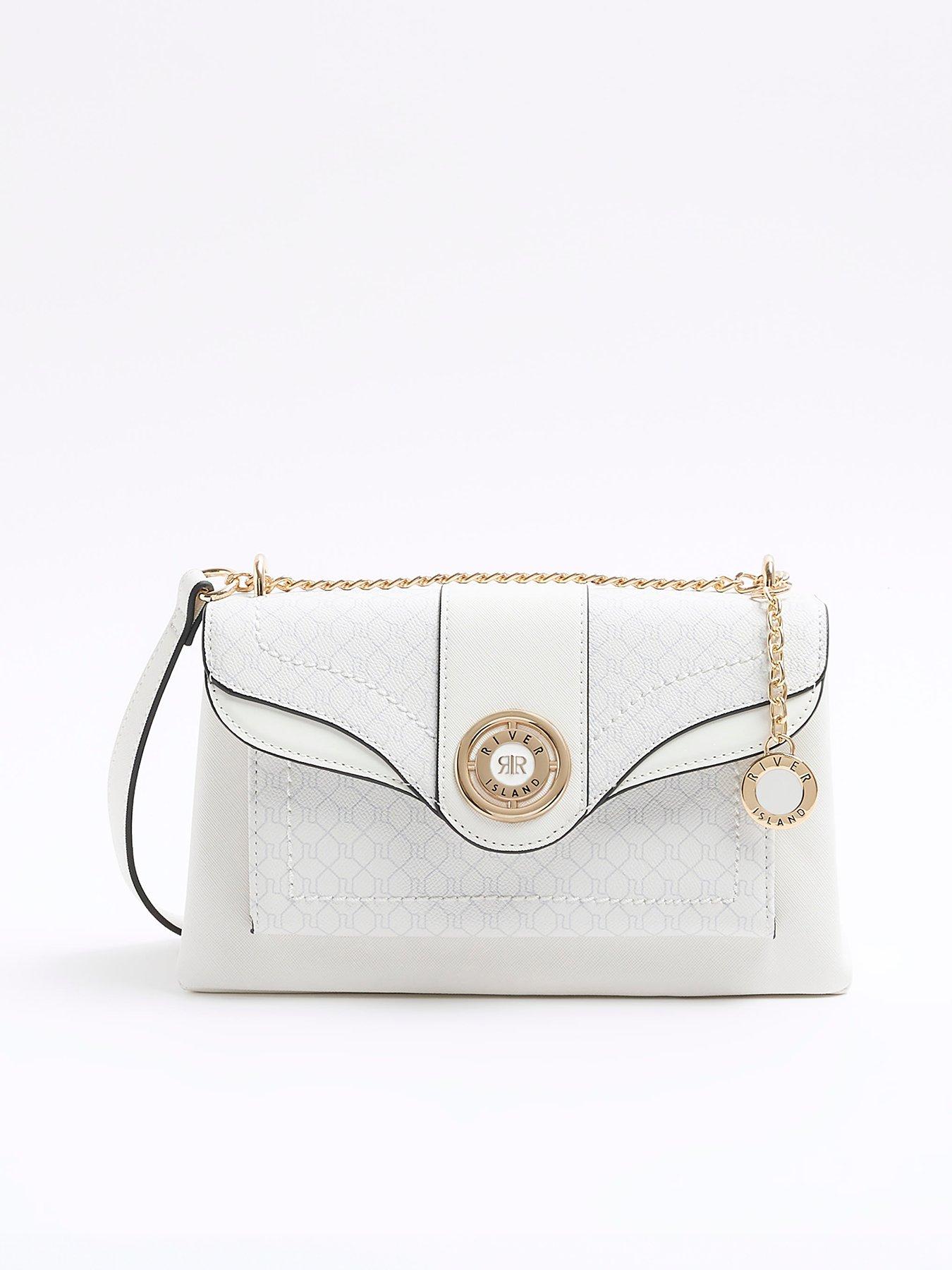 River Island Monogram Pocket Shoulder Bag White Very.co.uk