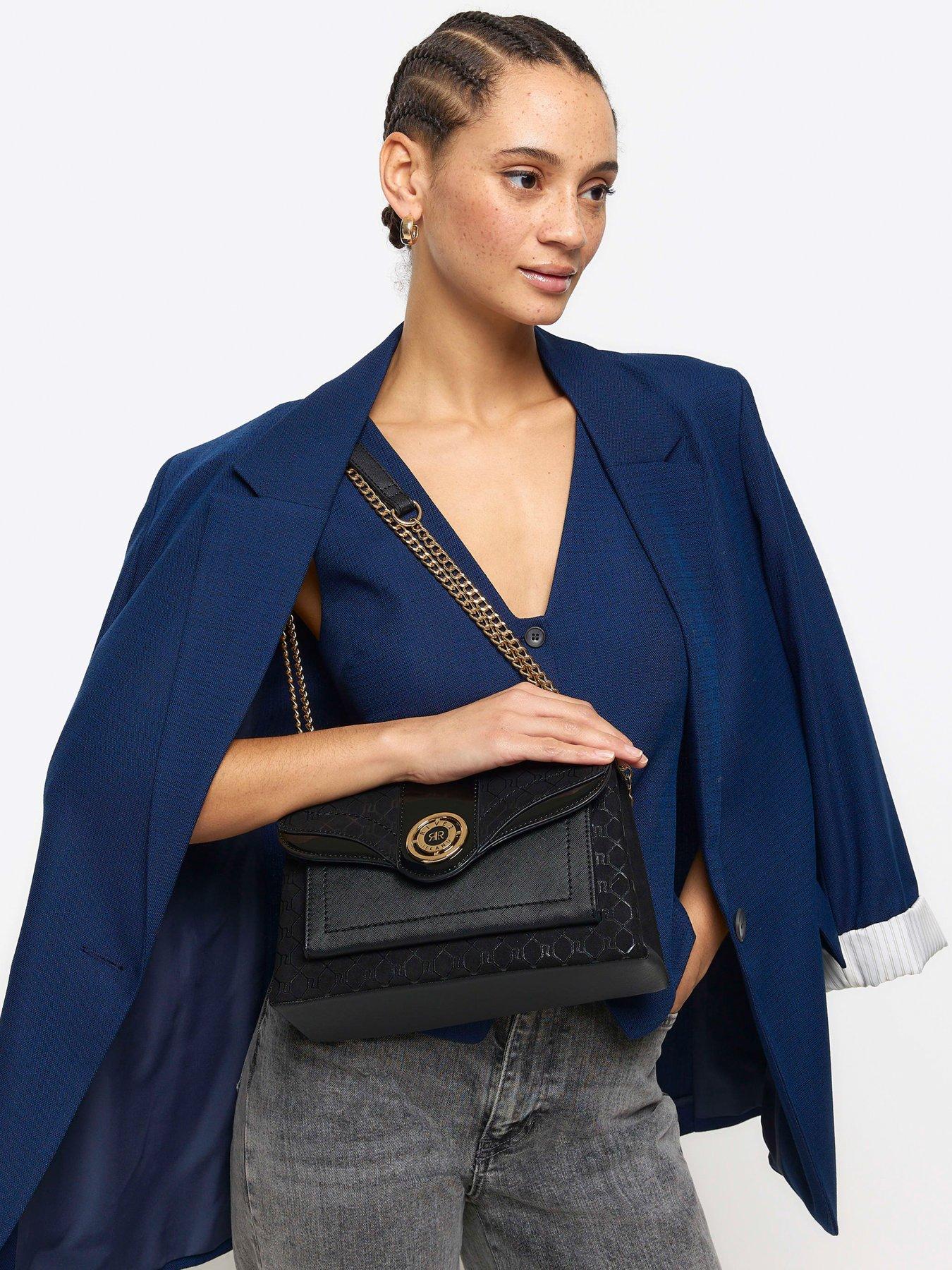 River Island Monogram Pocket Shoulder Bag Black Very.co.uk