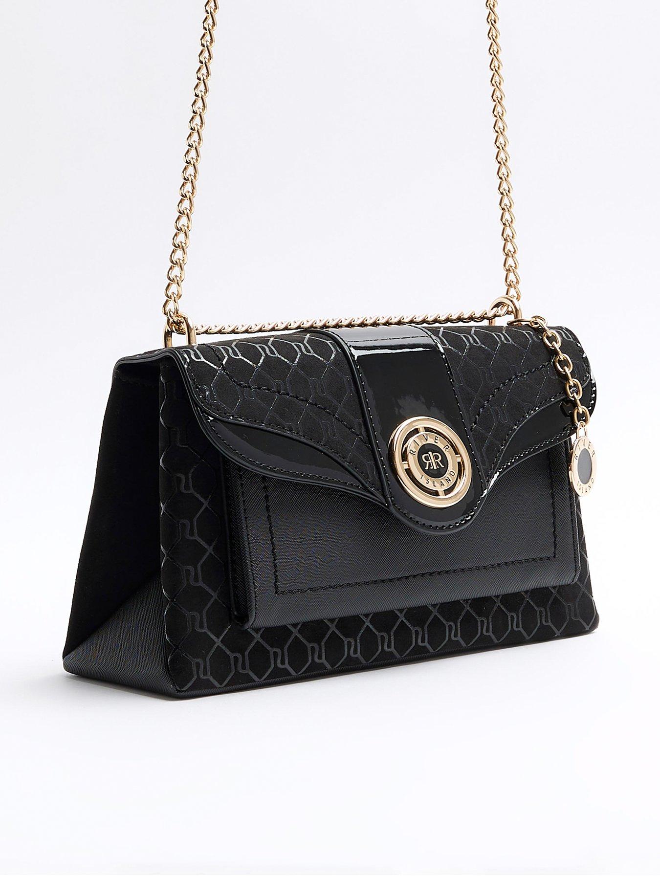River Island Monogram Pocket Shoulder Bag Black Very.co.uk