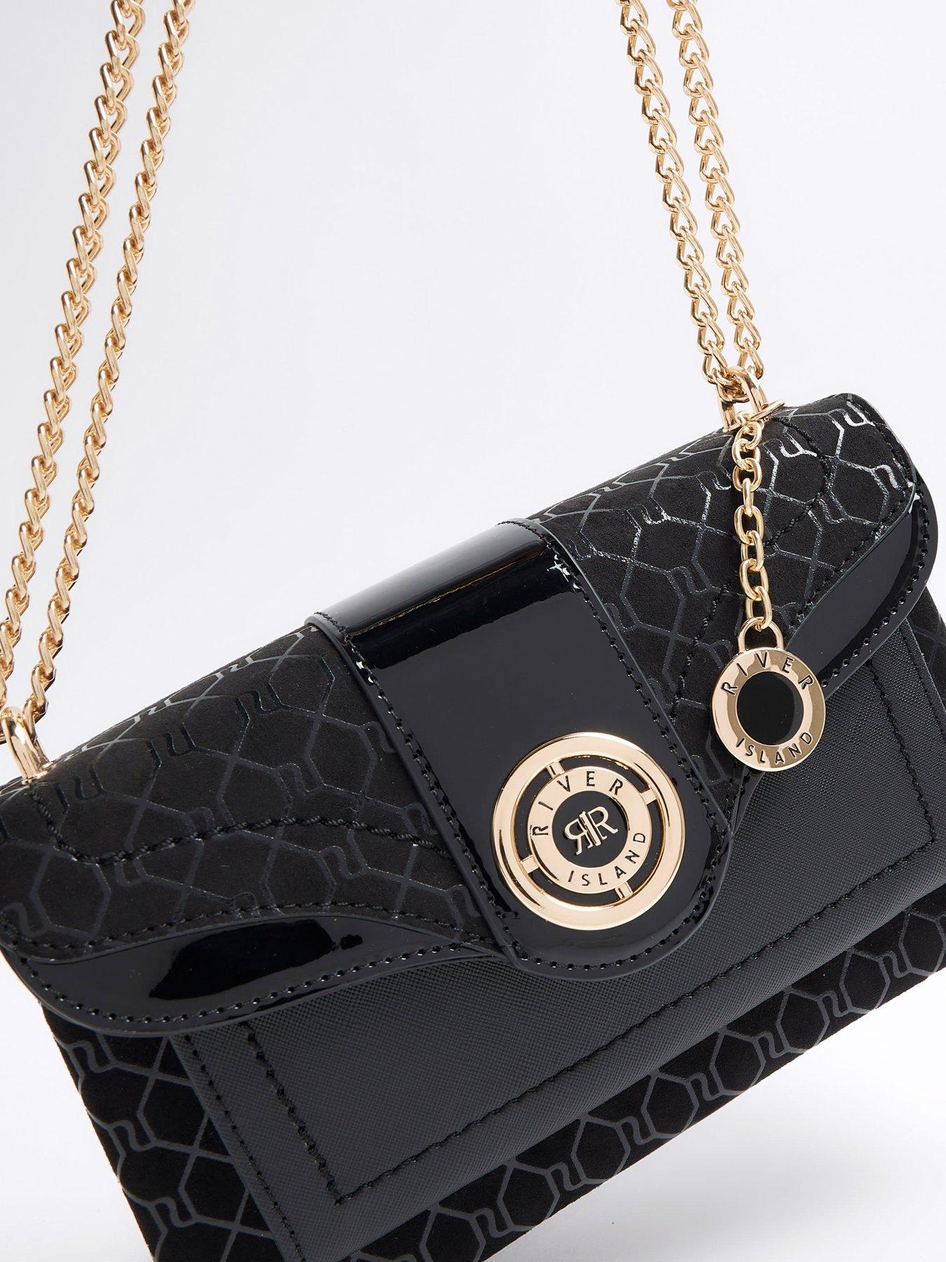 River Island Monogram Pocket Shoulder Bag Black Very.co.uk