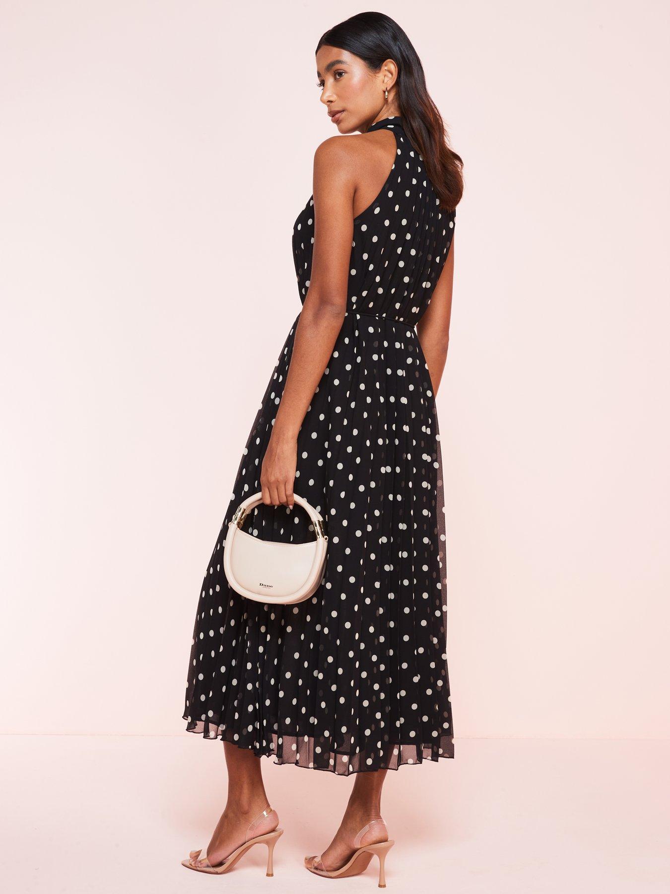 Polka dot pleated dress best sale