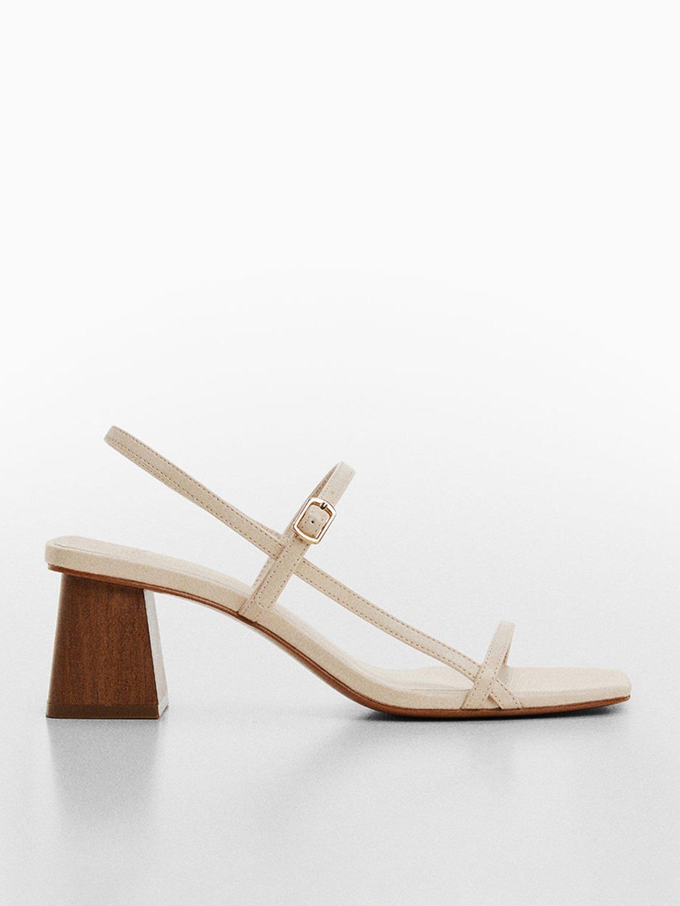 Mango Cream Buckle Square Toe Block Heel, Beige, Size 3, Women