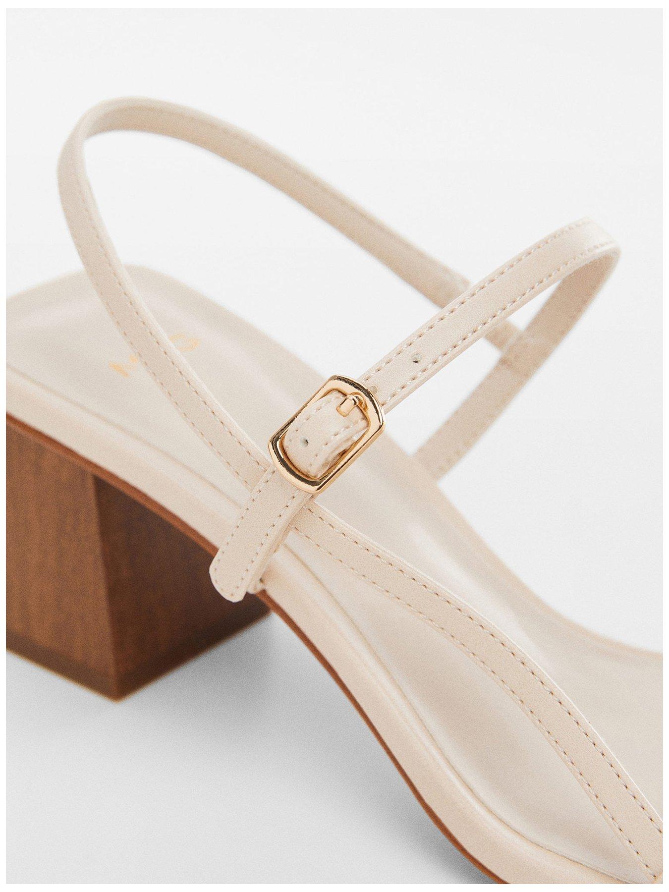 Image 4 of 6 of Mango Cream Buckle Square Toe Block Heel
