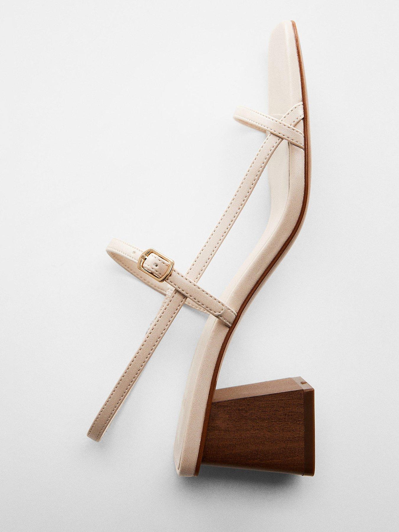 Image 5 of 6 of Mango Cream Buckle Square Toe Block Heel