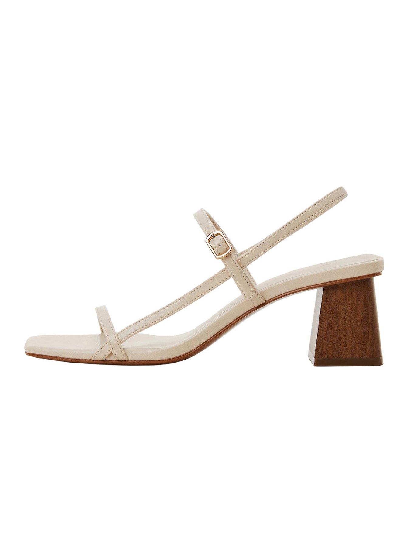 Image 6 of 6 of Mango Cream Buckle Square Toe Block Heel