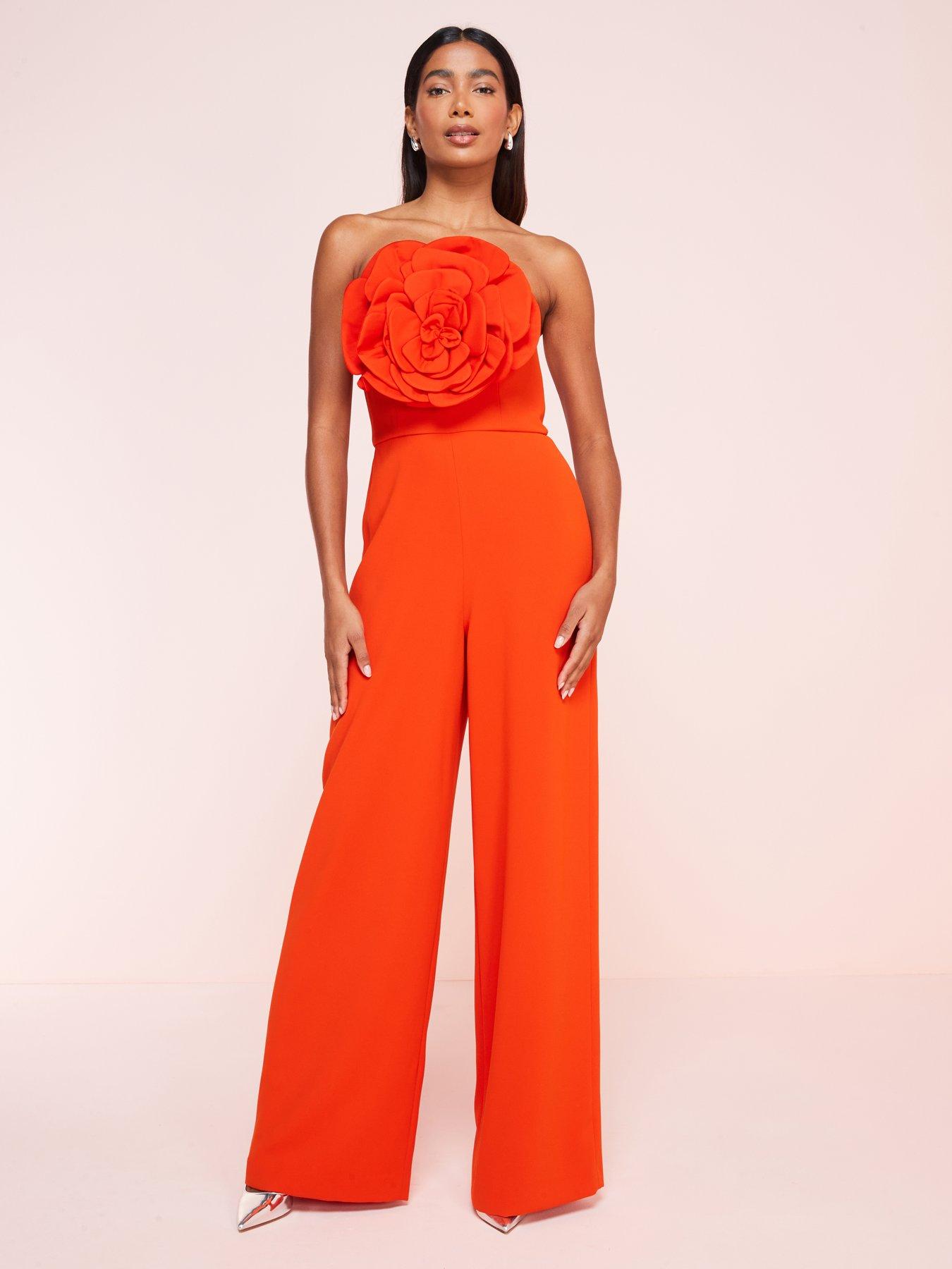 Mango Flower Detail Jumpsuit Red