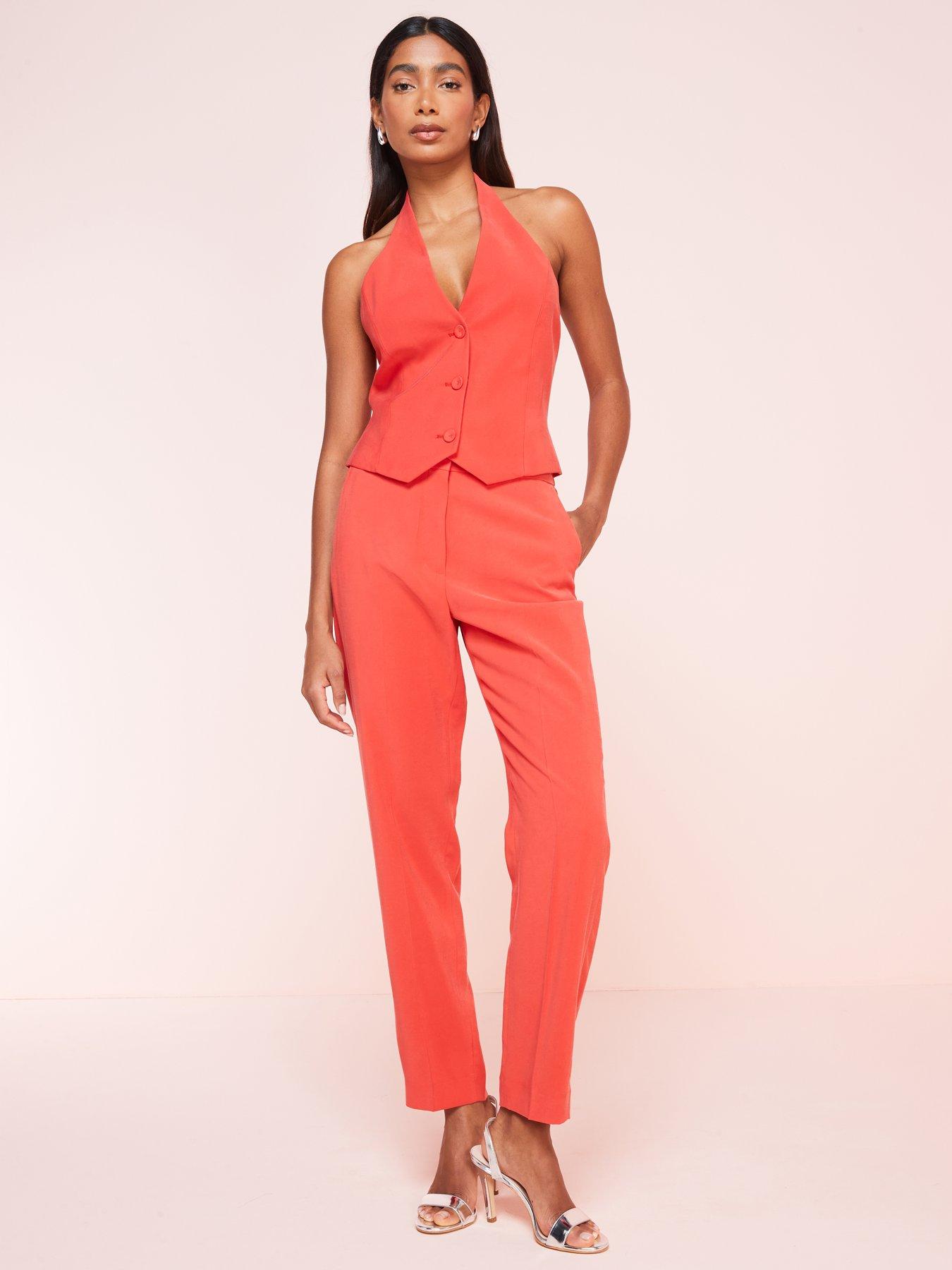 Image 3 of 4 of Mango Suit Waistcoat With Buttons - Coral