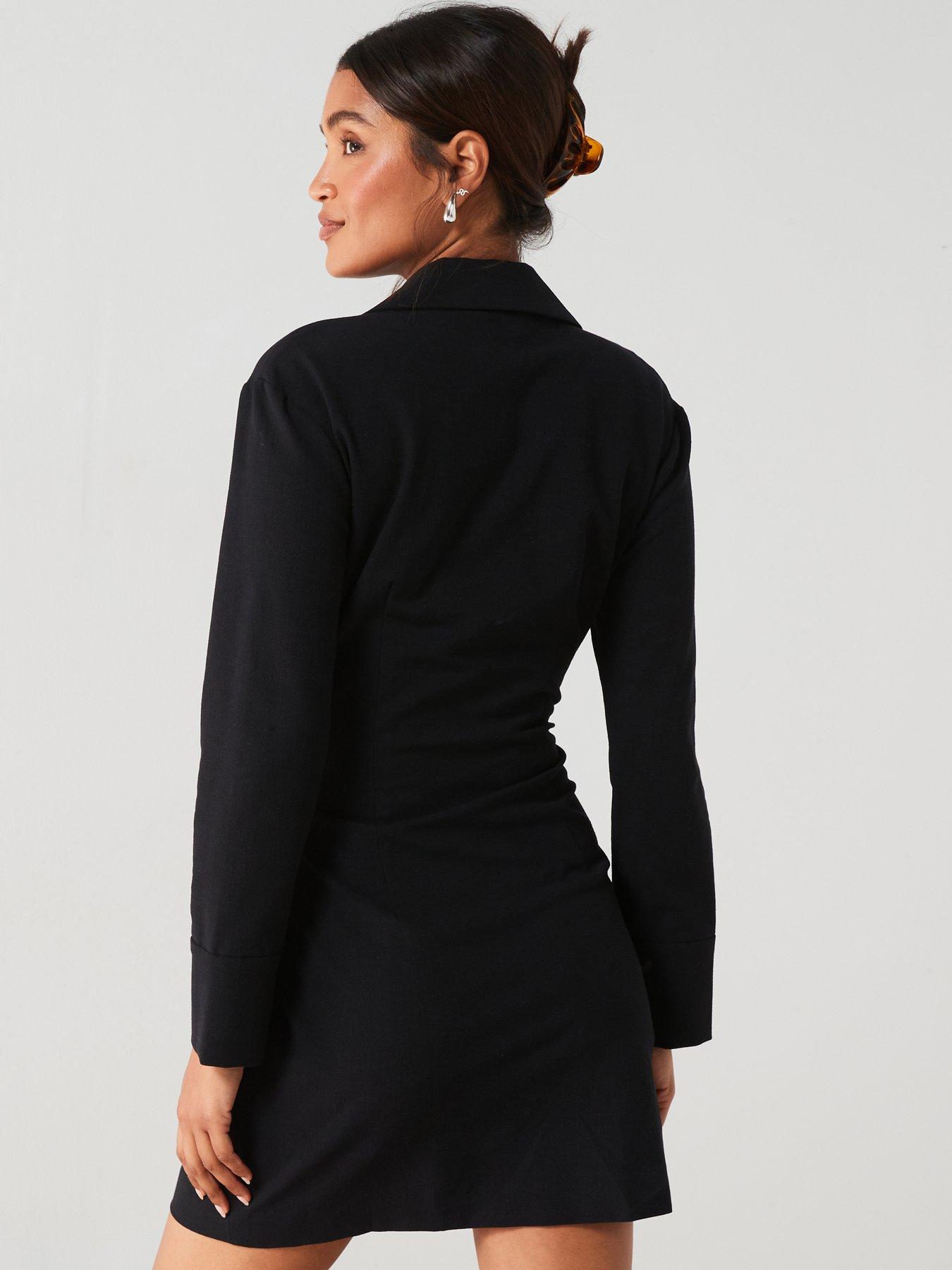 Mango Black Shirt Collar Knot Front Mini Dress | Very.co.uk