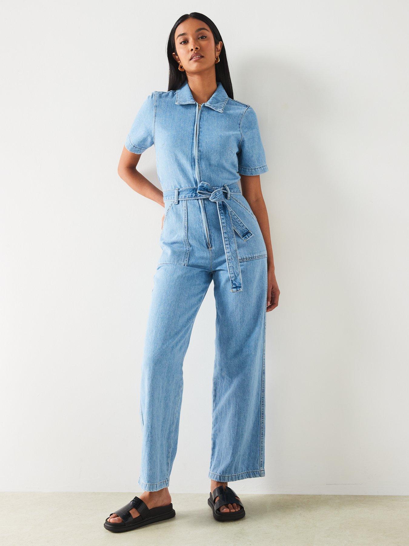 Mango Denim Short Sleeve Jumpsuit Very