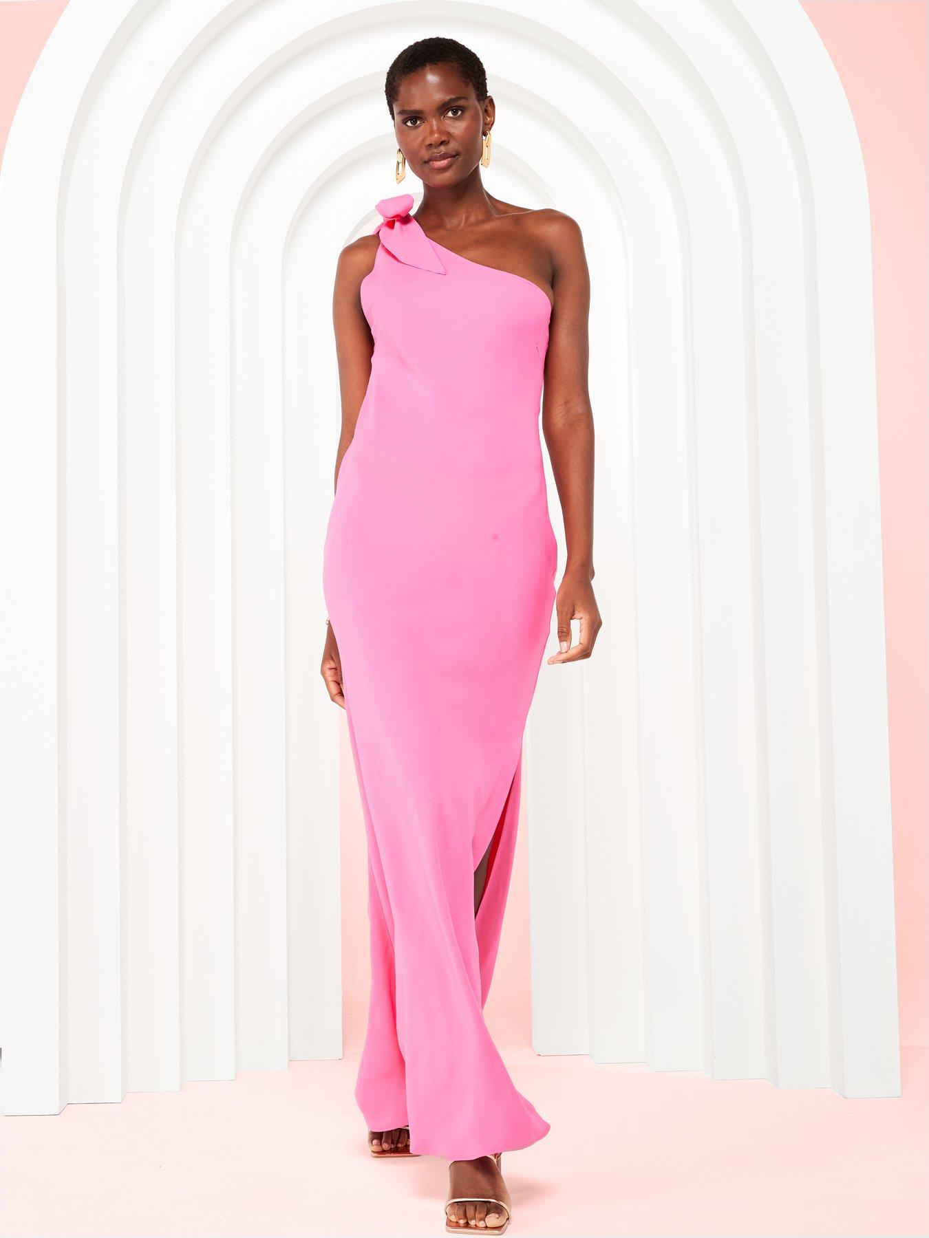 Mango One Shoulder Maxi Dress - Pink