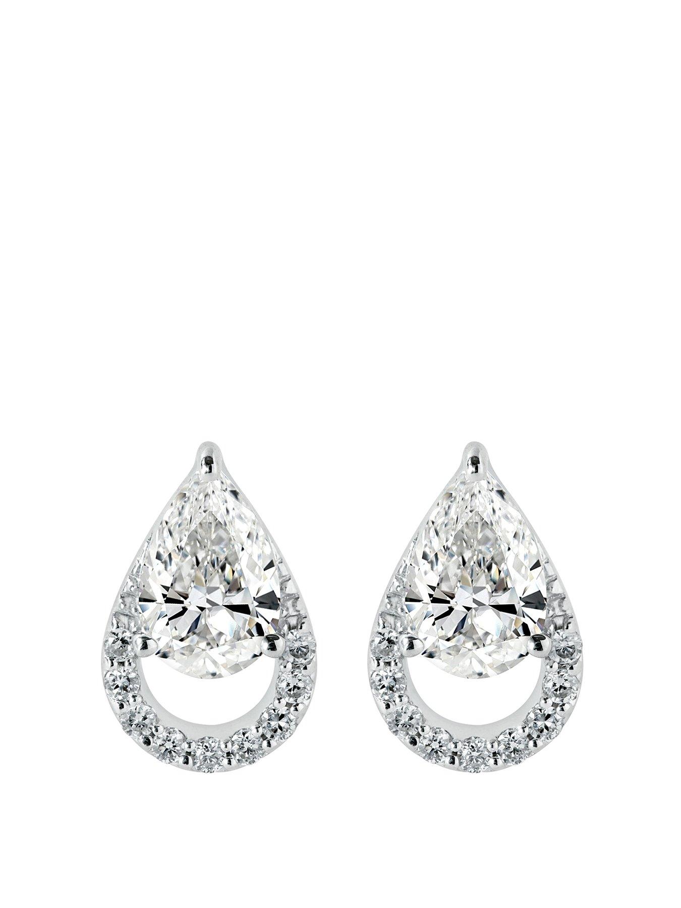 created brilliance riva earring 9ct white gold 1.09ct tw lab grown diamond stud earrings