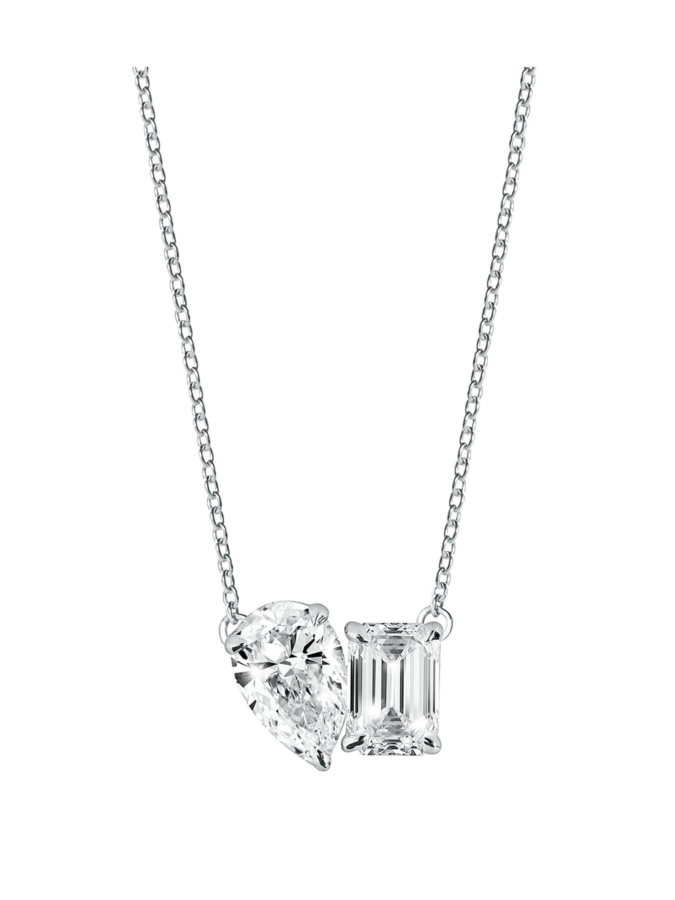 Product photograph of Created Brilliance Elise Necklace 9ct White Gold 1 5ct Tw Lab Grown Diamond Toi Et Moi Necklace from very.co.uk