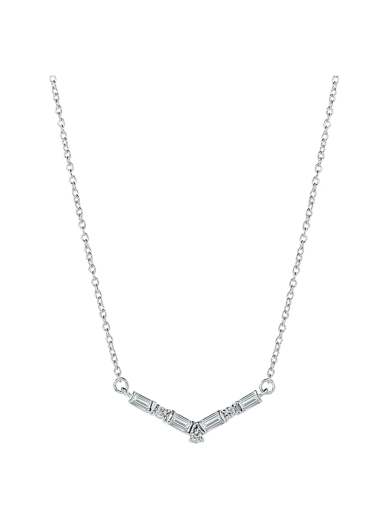 Product photograph of Created Brilliance Nadia 9ct White Gold 0 13ct Tw Lab Grown Diamond Chevrone Necklace from very.co.uk