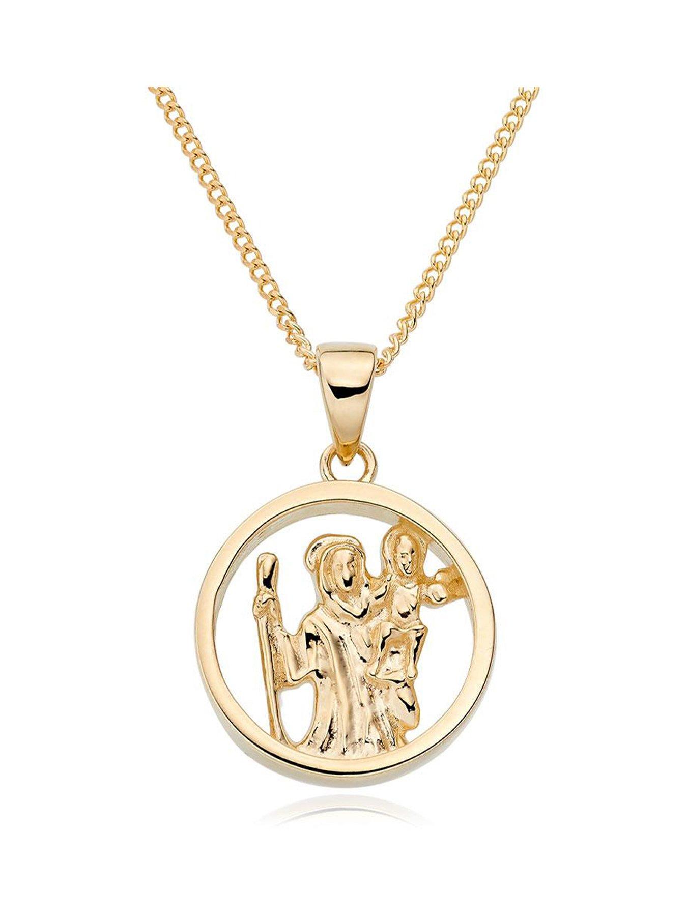 Beaverbrooks 9ct Yellow Gold St Christopher Pendant Very.co.uk